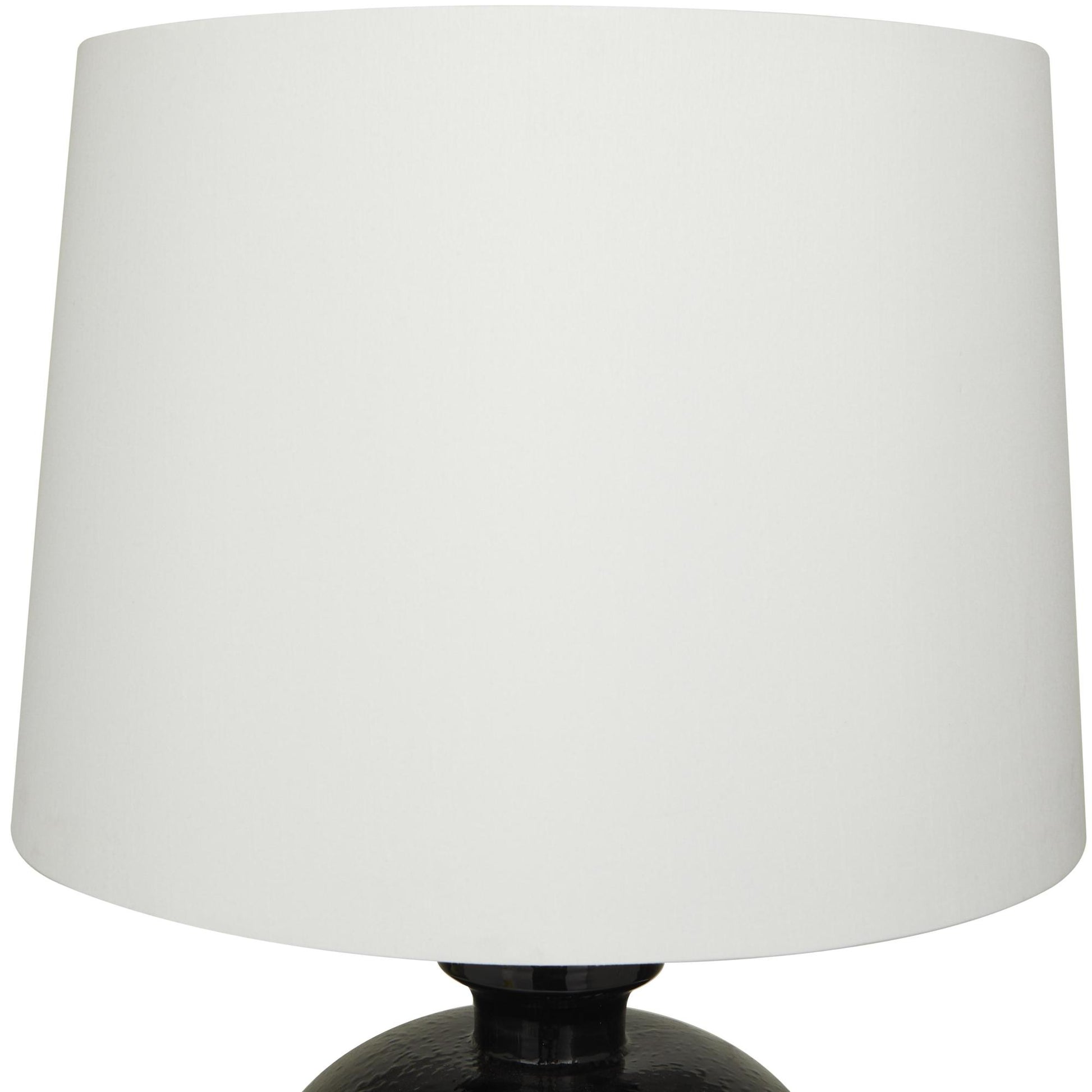 White Glass Gourd Style Base Room Table Lamp with Drum Shade