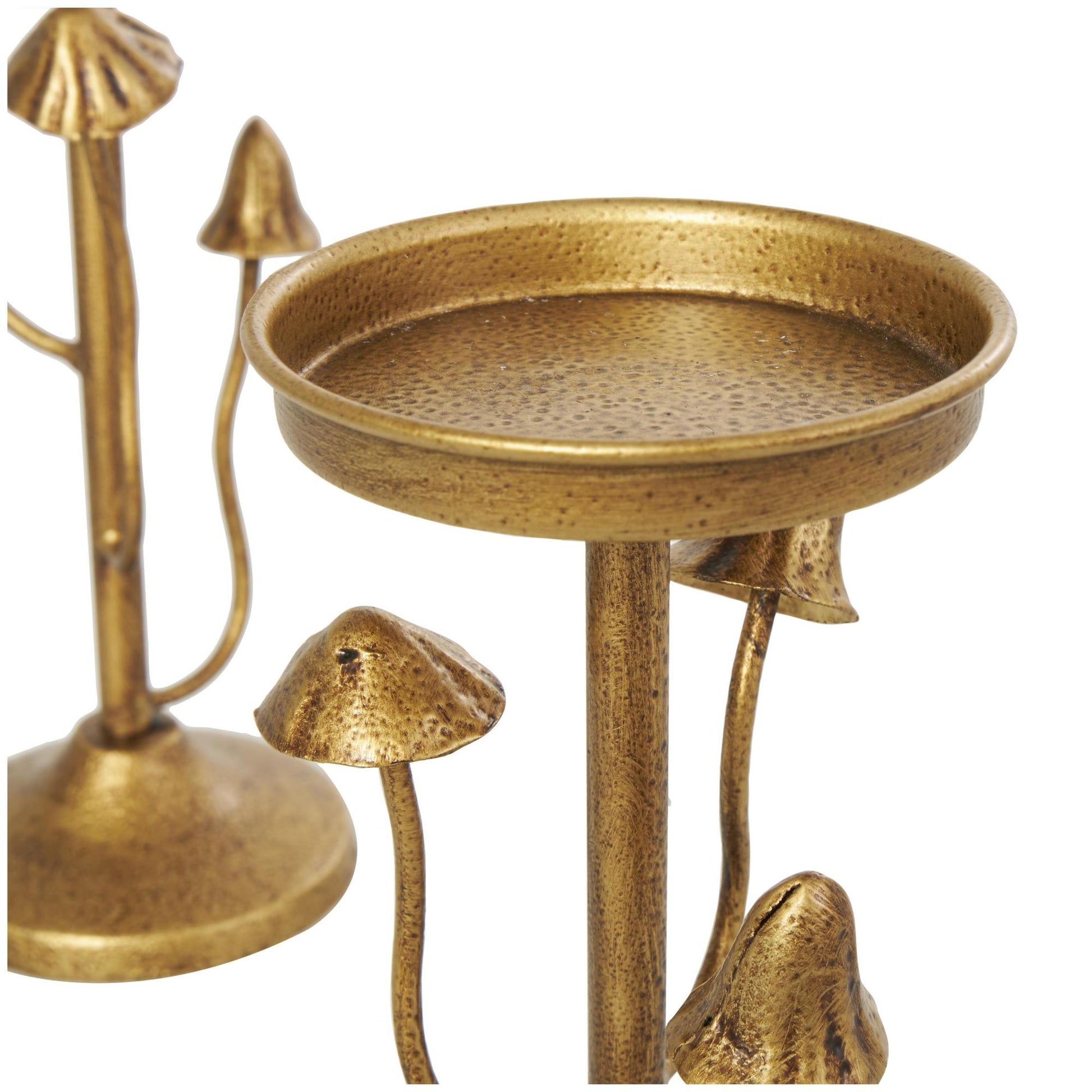 Set of 2 Abstract Gold Metal Mushroom Inspired Decorative Candle Holder