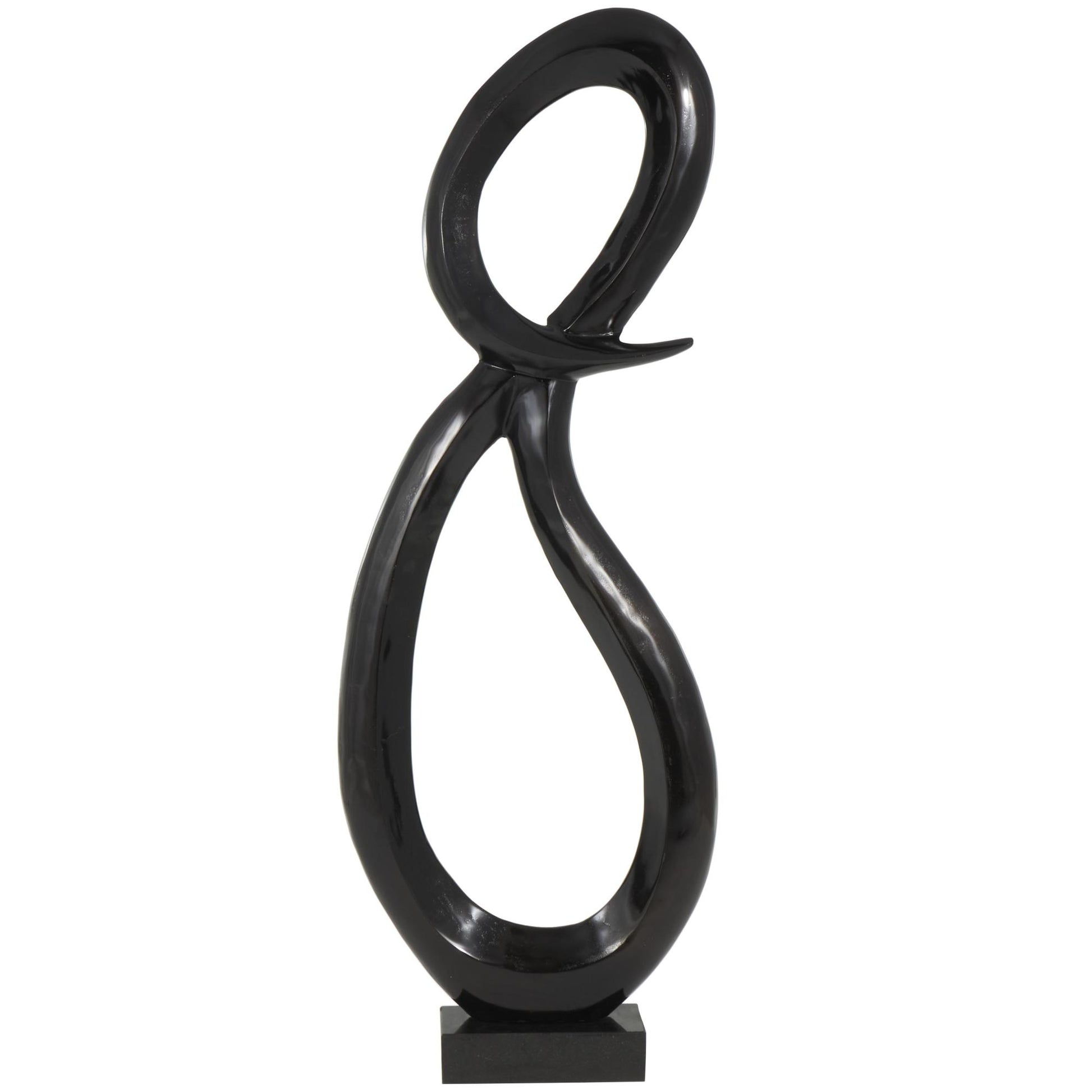 Abstract Aluminum Metal Tall Looped Floor Decorative Sculpture with Black Marble Base