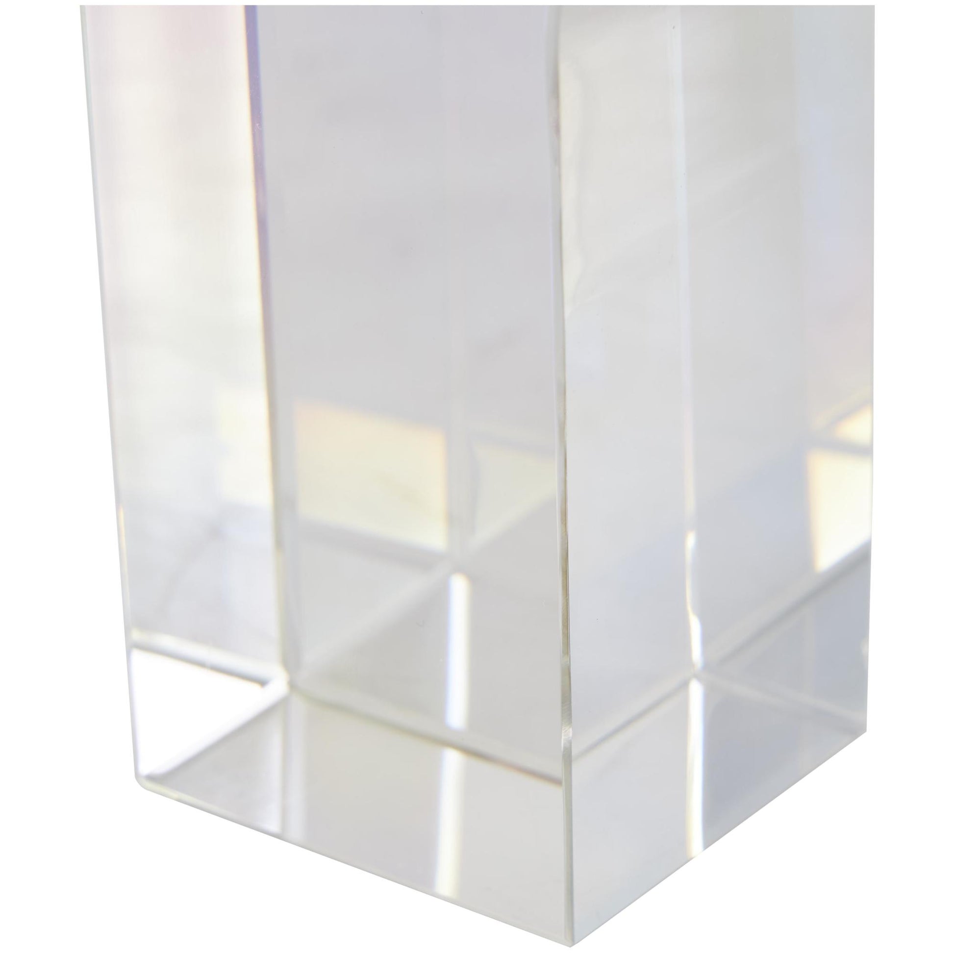 Set of 2 Geometric Clear Crystal Arched Decorative Bookends