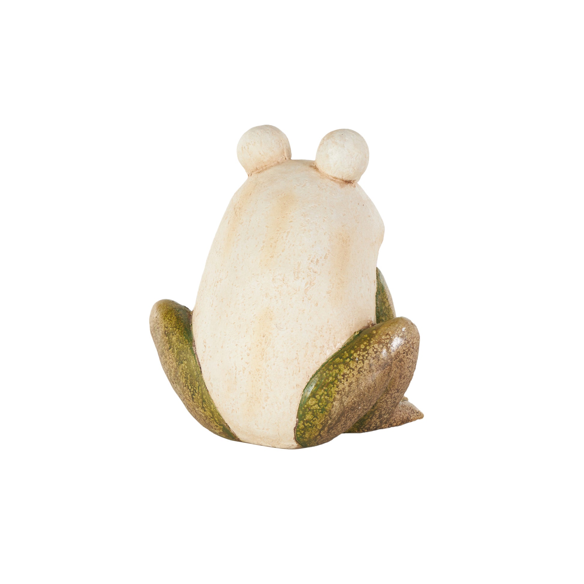 Frog Cream Magnesium Oxide Decorative Garden Sculpture with Brown and Green Accents