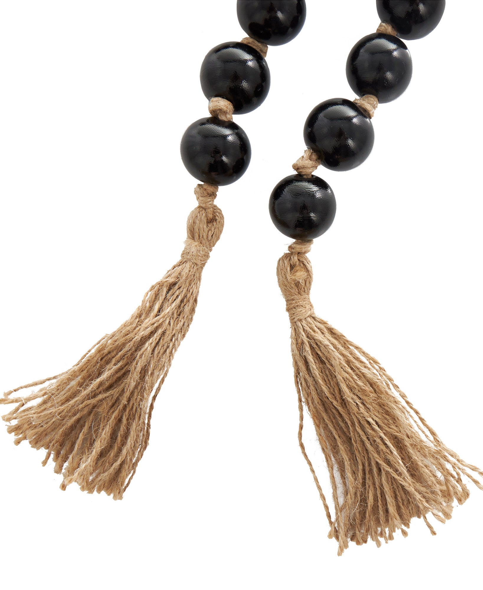 Glass Handmade Round Beaded Garland with Tassel with Knotted Brown Jute