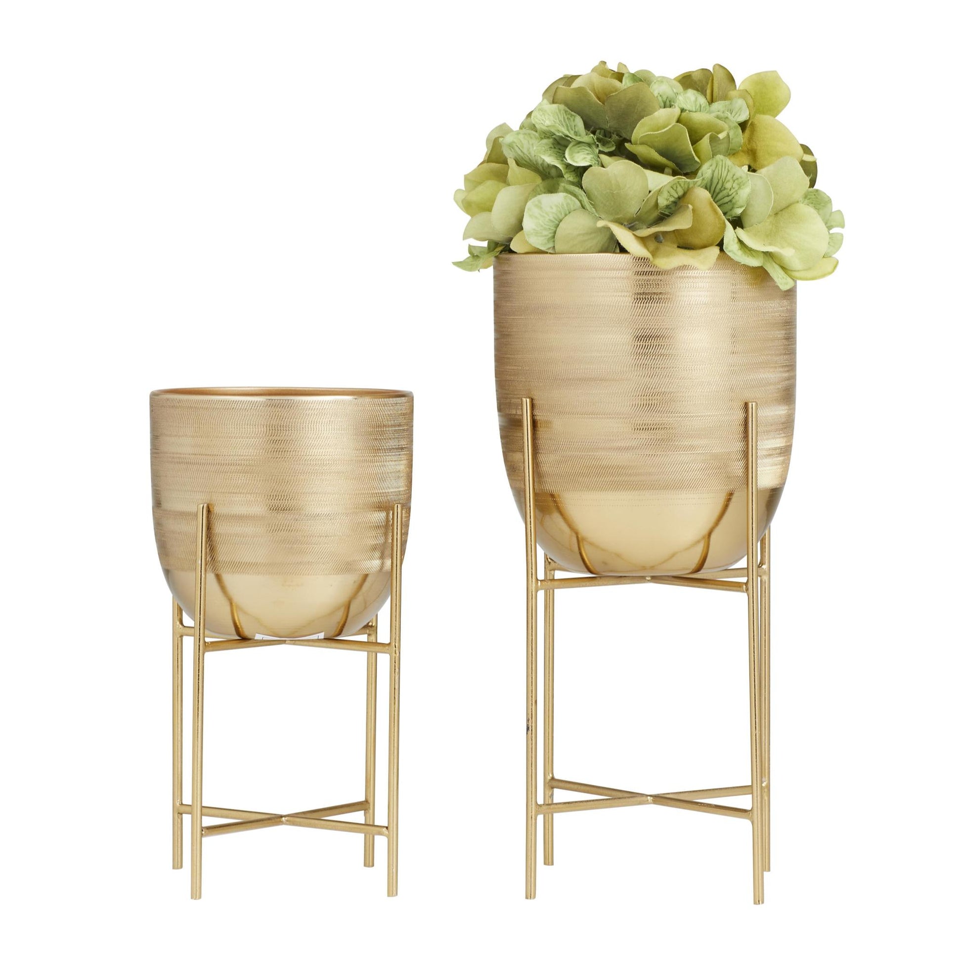 Set of 2 Metal Indoor Outdoor Planter with Removable Stand