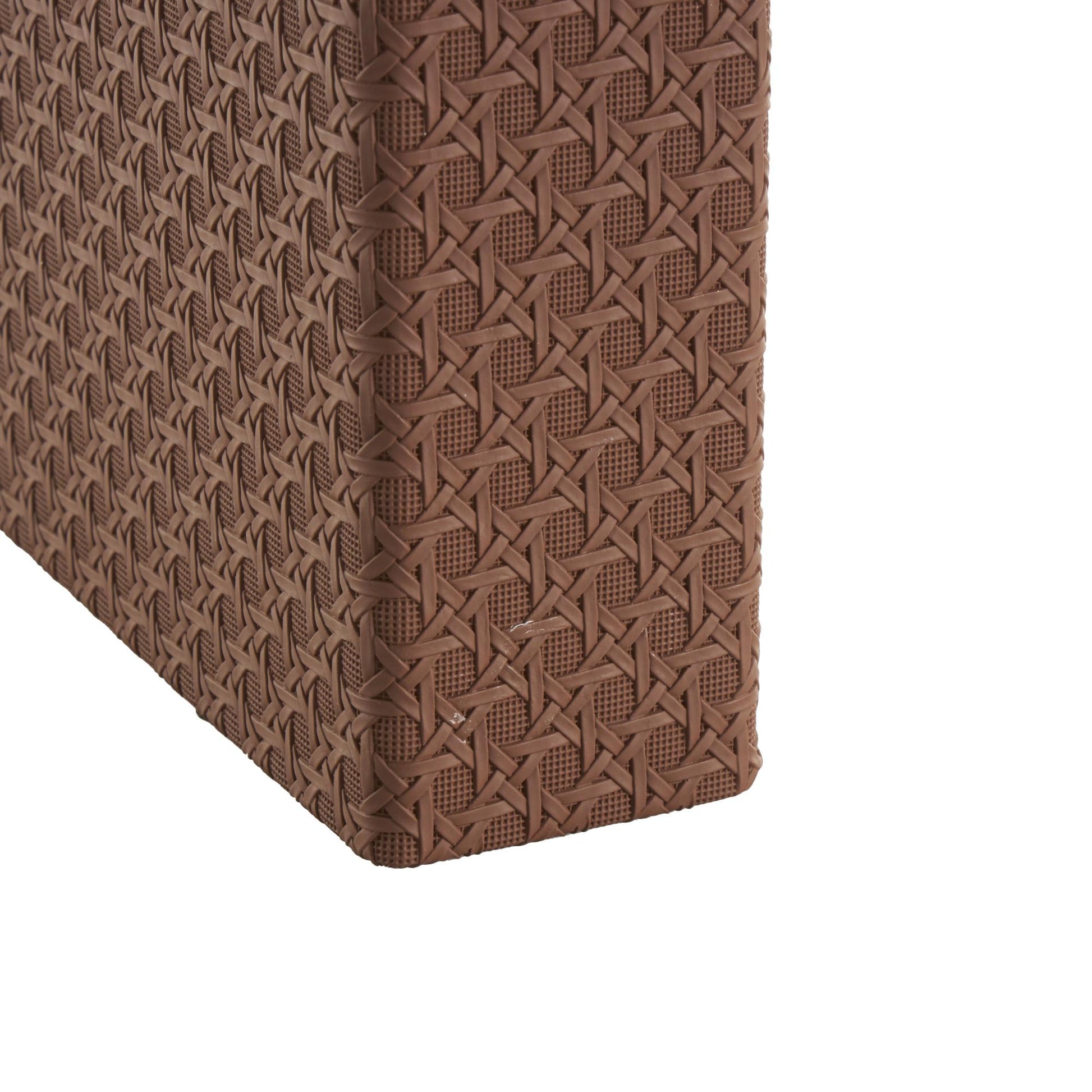 Set of 3 Faux Leather Woven Grid Faux Book Storage Decorative Box