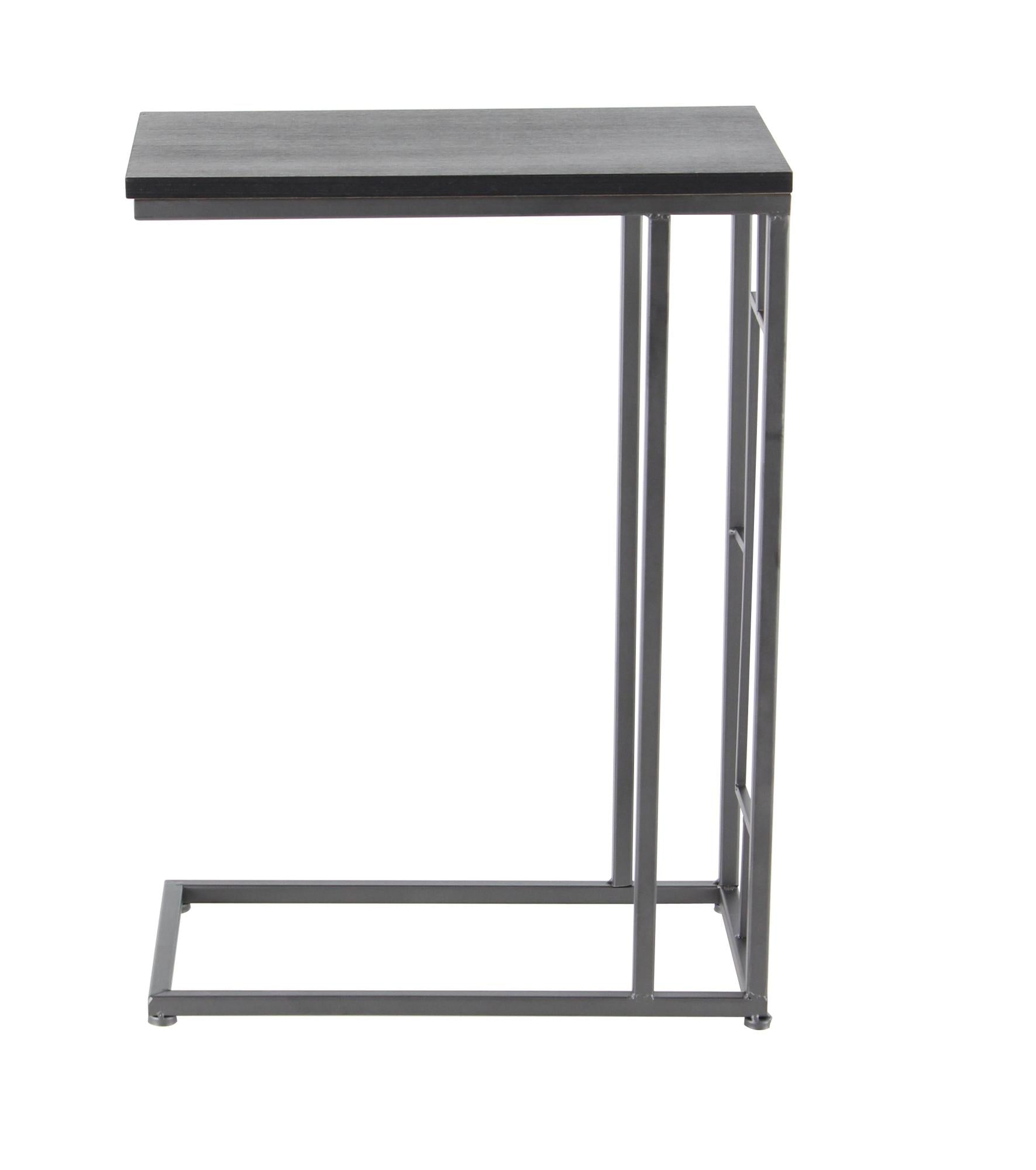 Metal C-Shaped Side End Accent Table with Black Metal Base