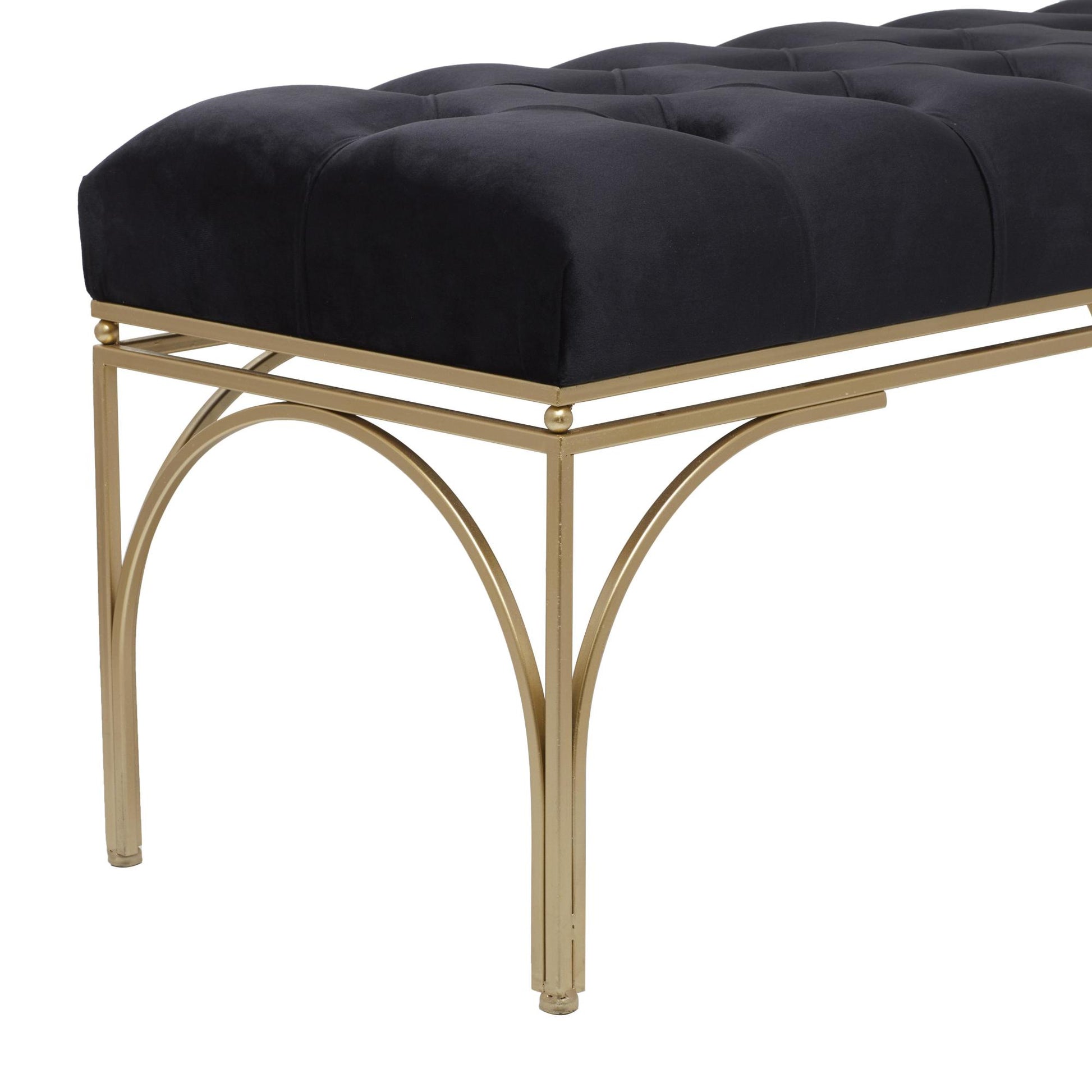 Velvet Home Bench with Gold Legs