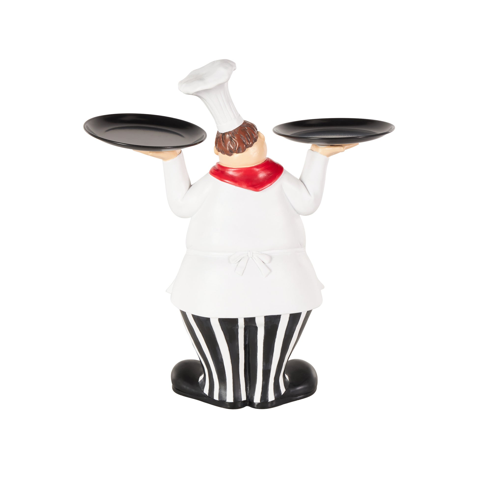 Chef White Polystone Kitchen Decorative Figurine Decorative Sculpture with Black Trays
