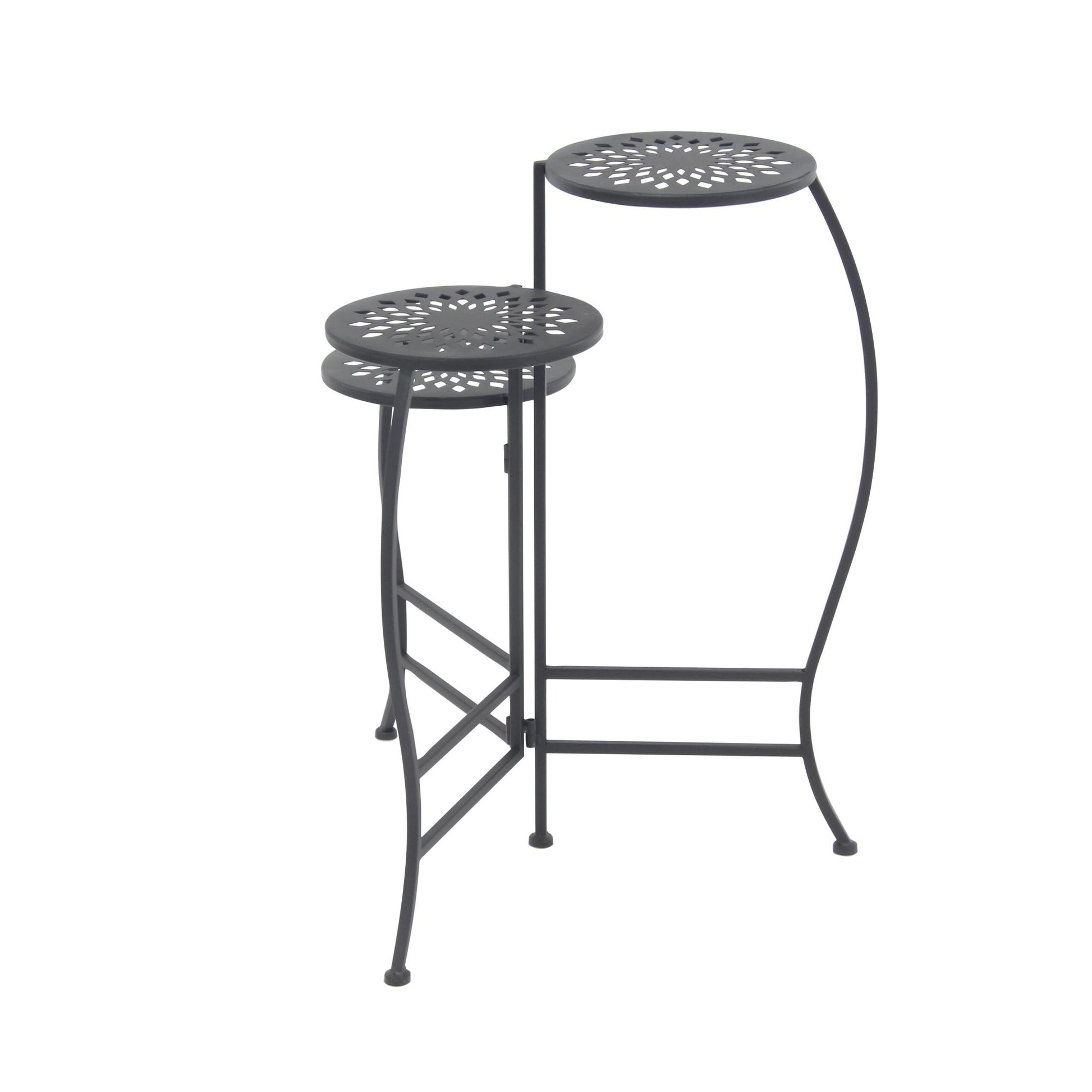 Floral Metal 3 Tier Indoor Outdoor Plantstand 19" x 14" x 24"