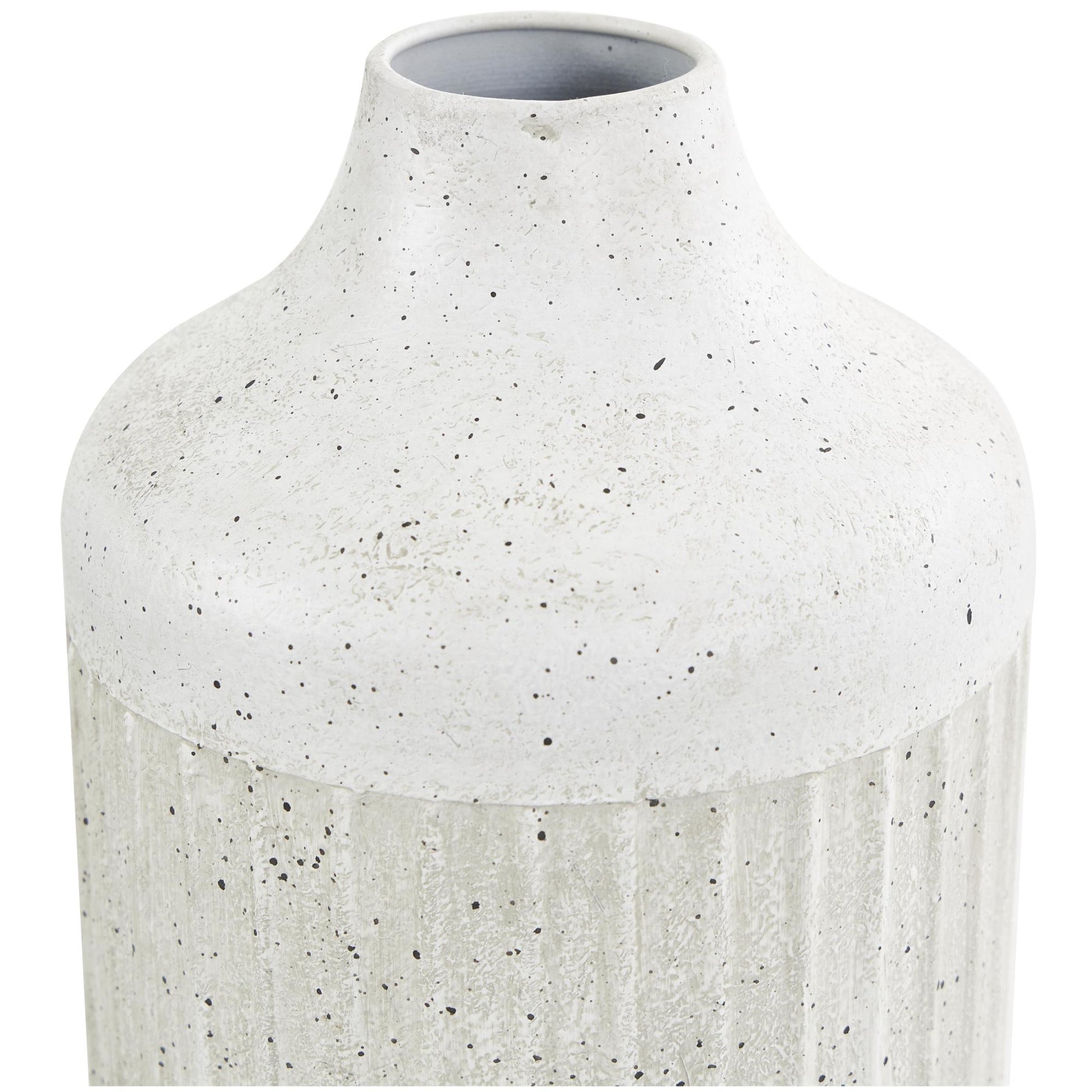 Gray Metal Ribbed Speckled Decorative Vase