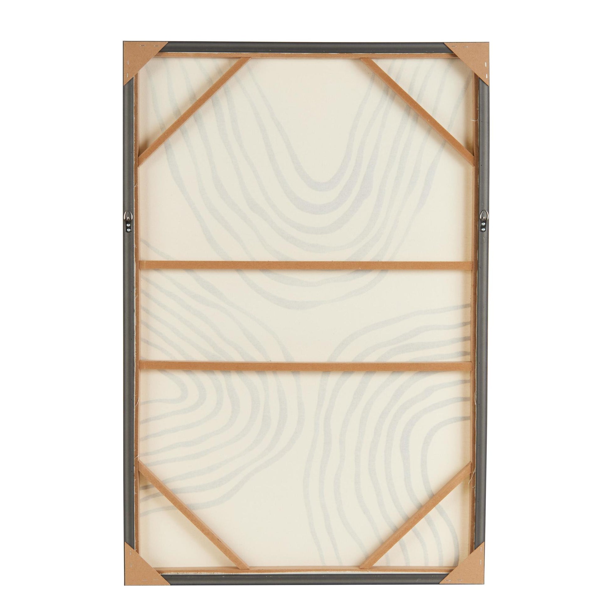 Abstract Black Wooden Wavy Line Living Room Framed Wall Art with Black Wooden Frame