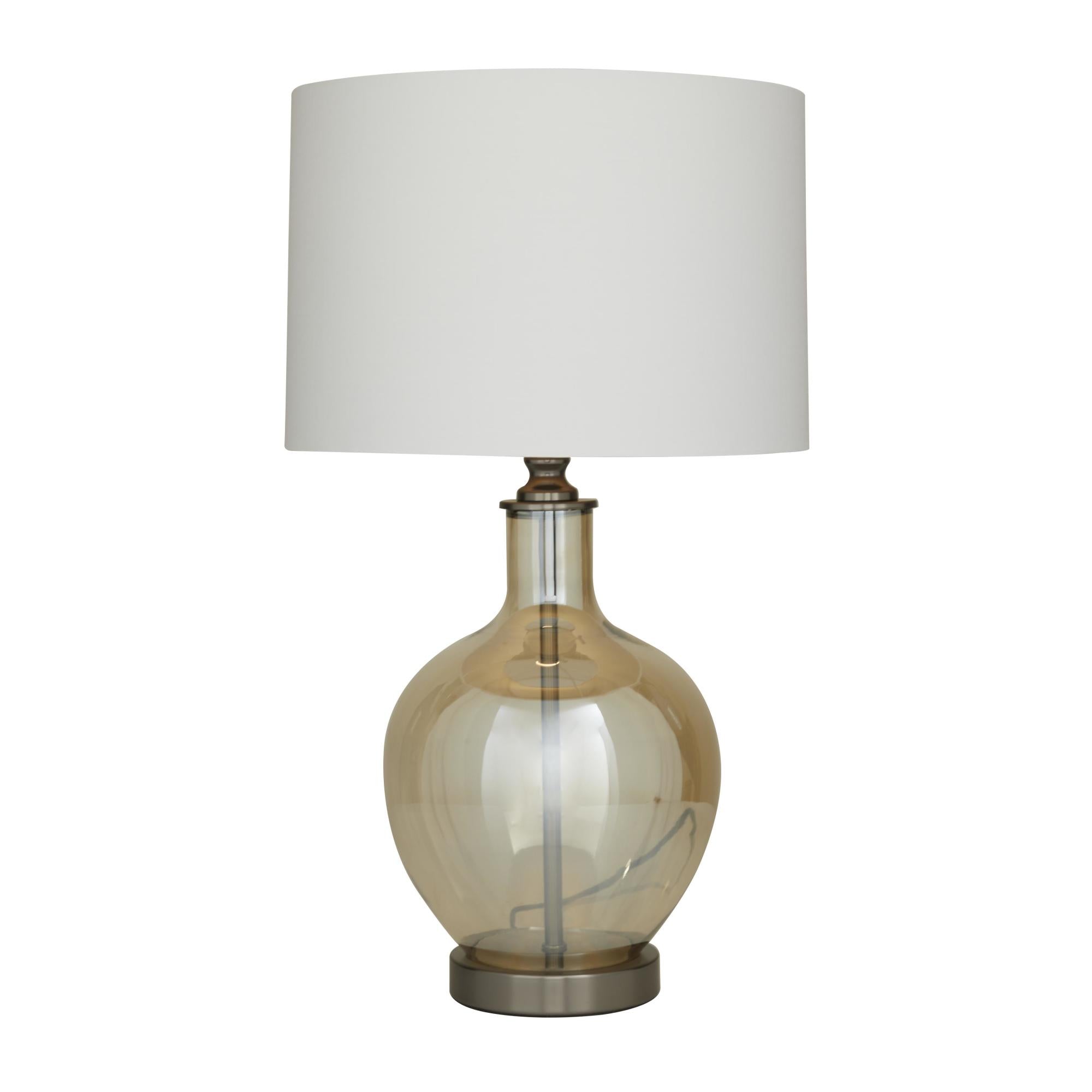 Champagne Glass Room Table Lamp with Drum Shade