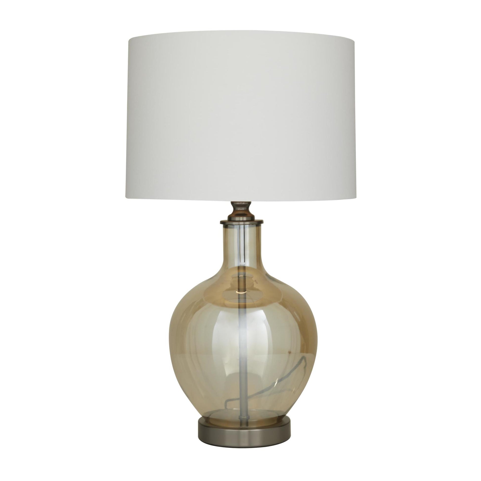 Champagne Glass Room Table Lamp with Drum Shade