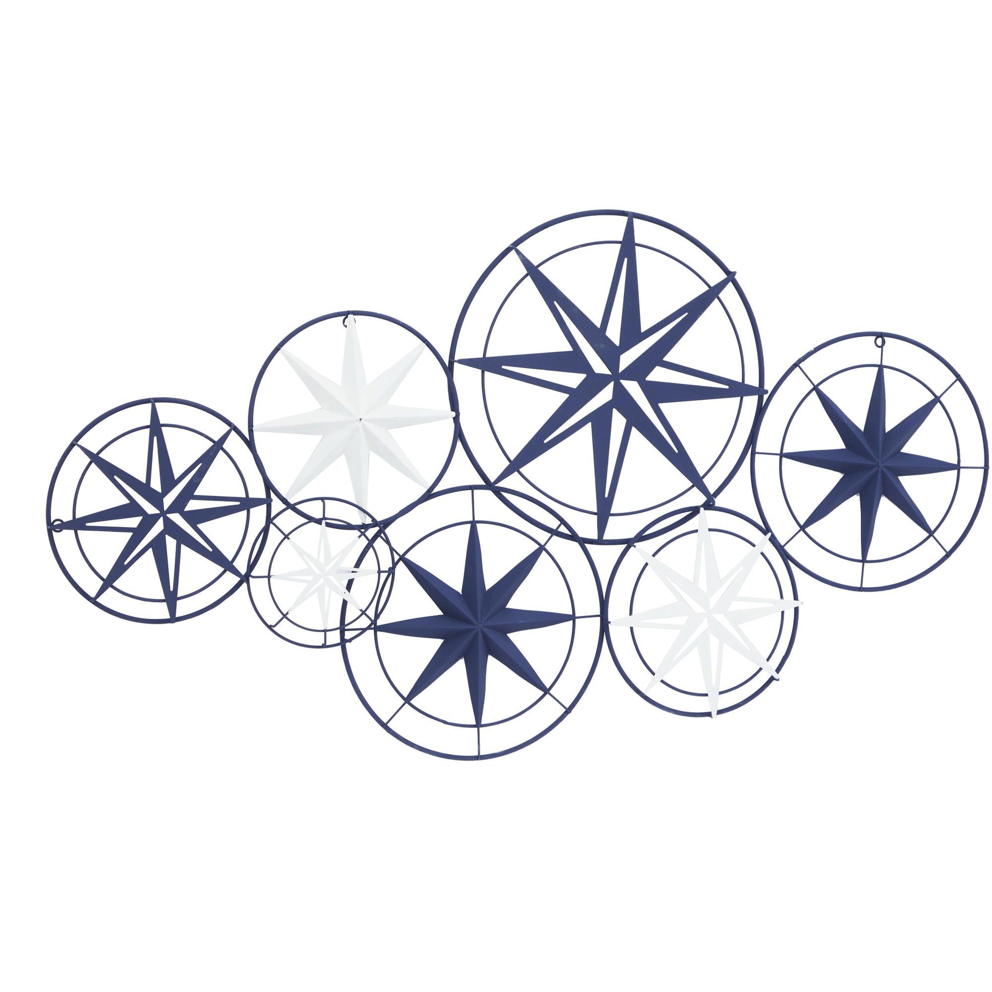 Star Blue Metal Indoor Outdoor Cutout Compass Home Wall Decor with Overlapping Frames