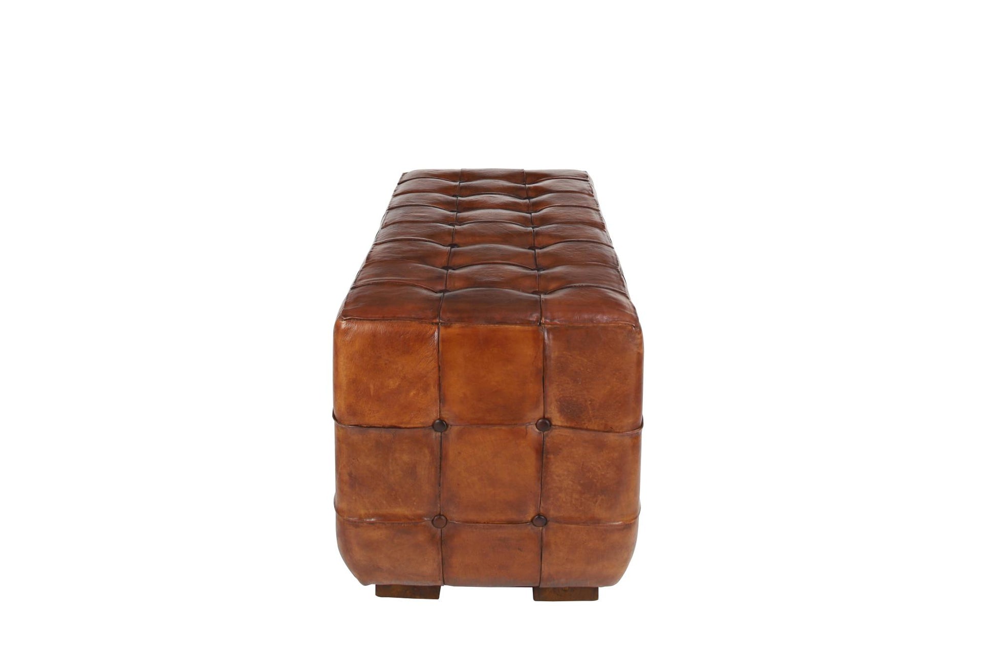 Leather Tufted Upholstered Home Bench with Block Feet