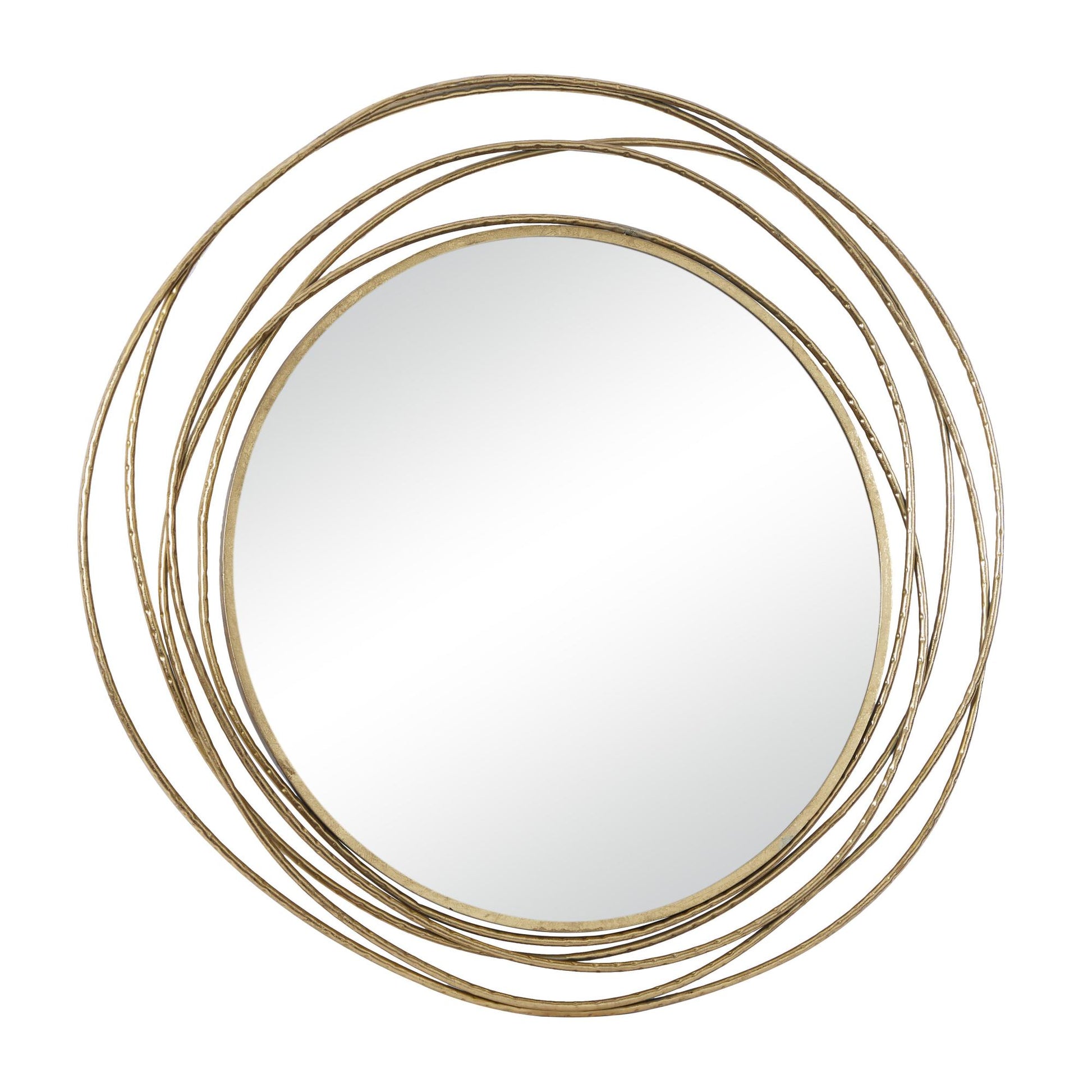 Gold Metal Room Wall Mirror with Overlapping Ring Frame