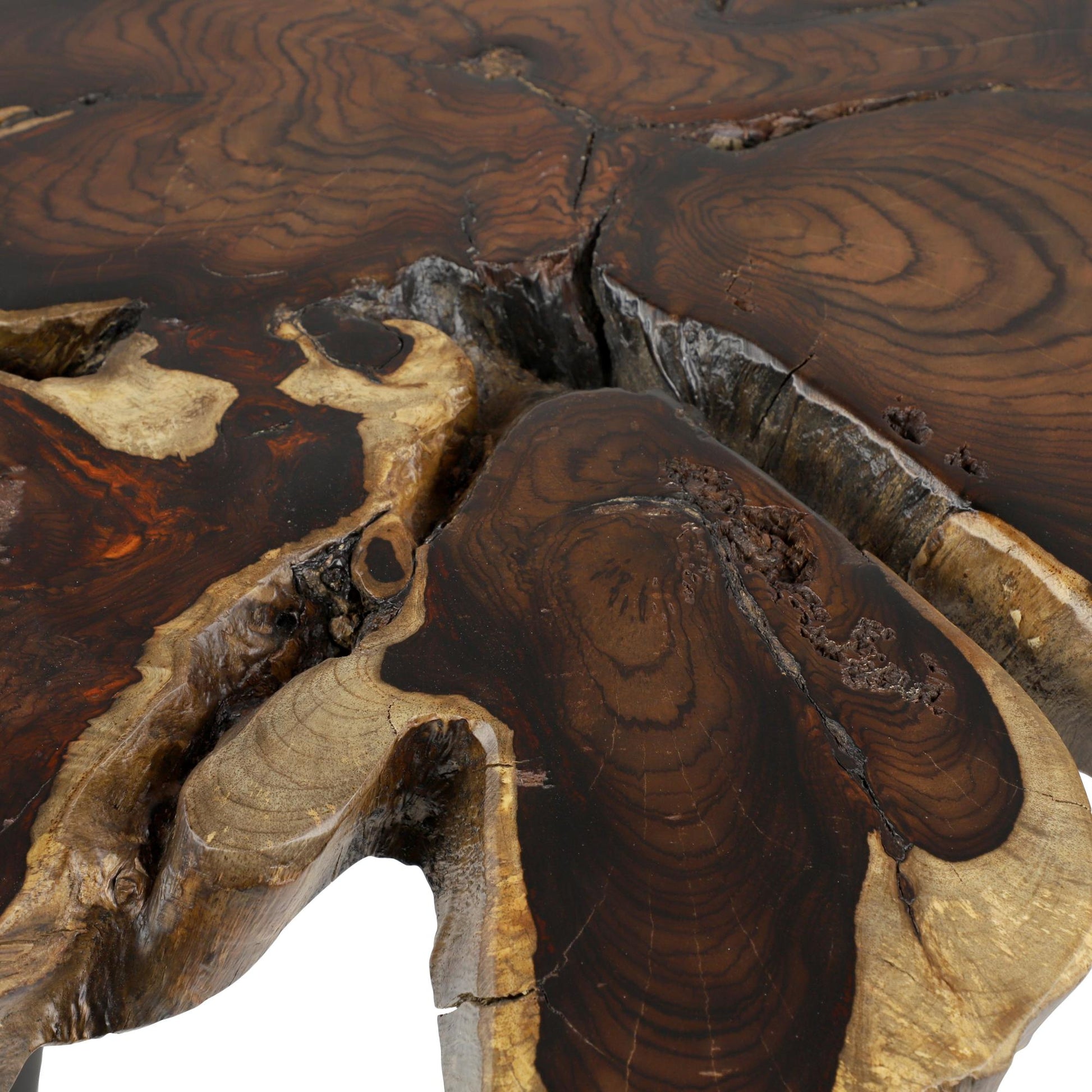 Brown Wood Handmade Live Edge Top Living Room Coffee Table with Black Metal Tripod Legs