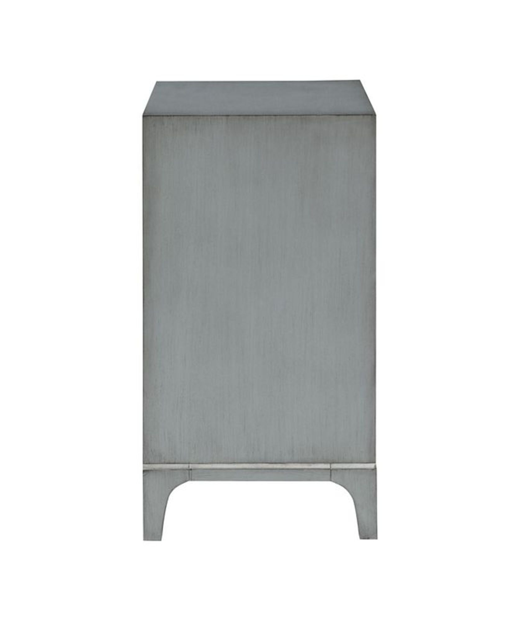 Floral Gray Wooden Relief 2 Door Room Cabinet with Cream Front Doors and Cascading Leaf Design