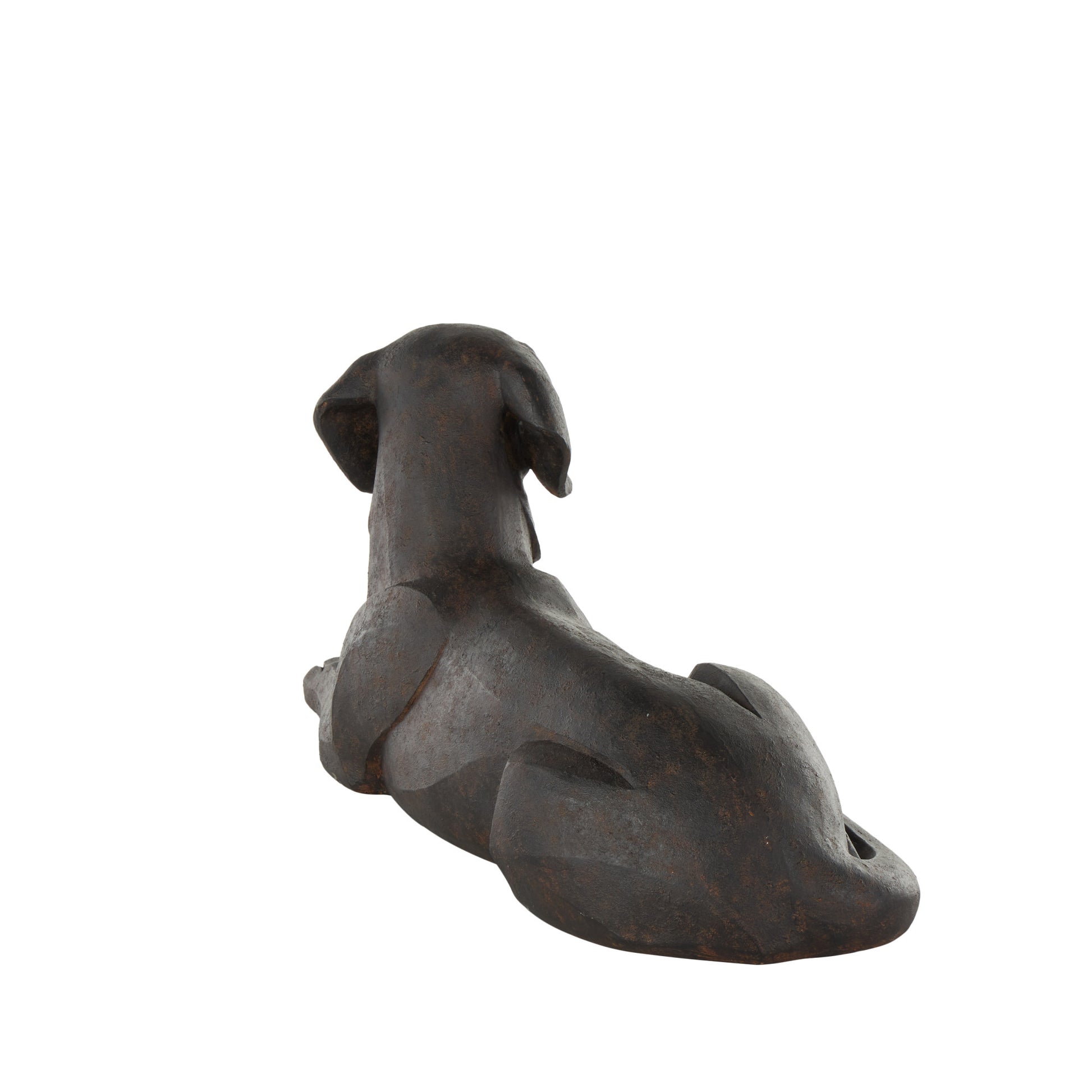 Dog Black Resin Sitting Decorative Sculpture with Copper Shadings