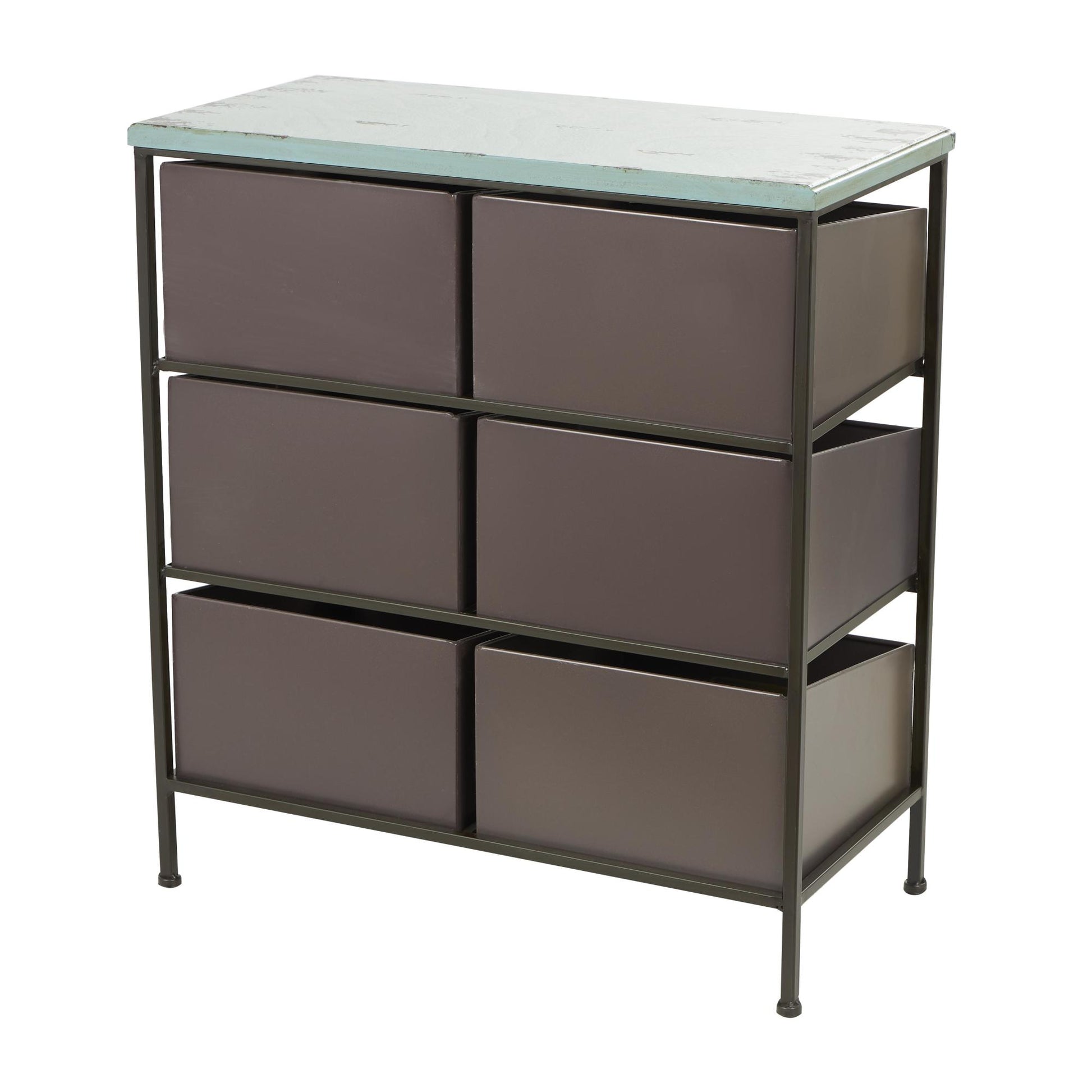Multi Colored Metal 6 Drawer Room Storage Unit