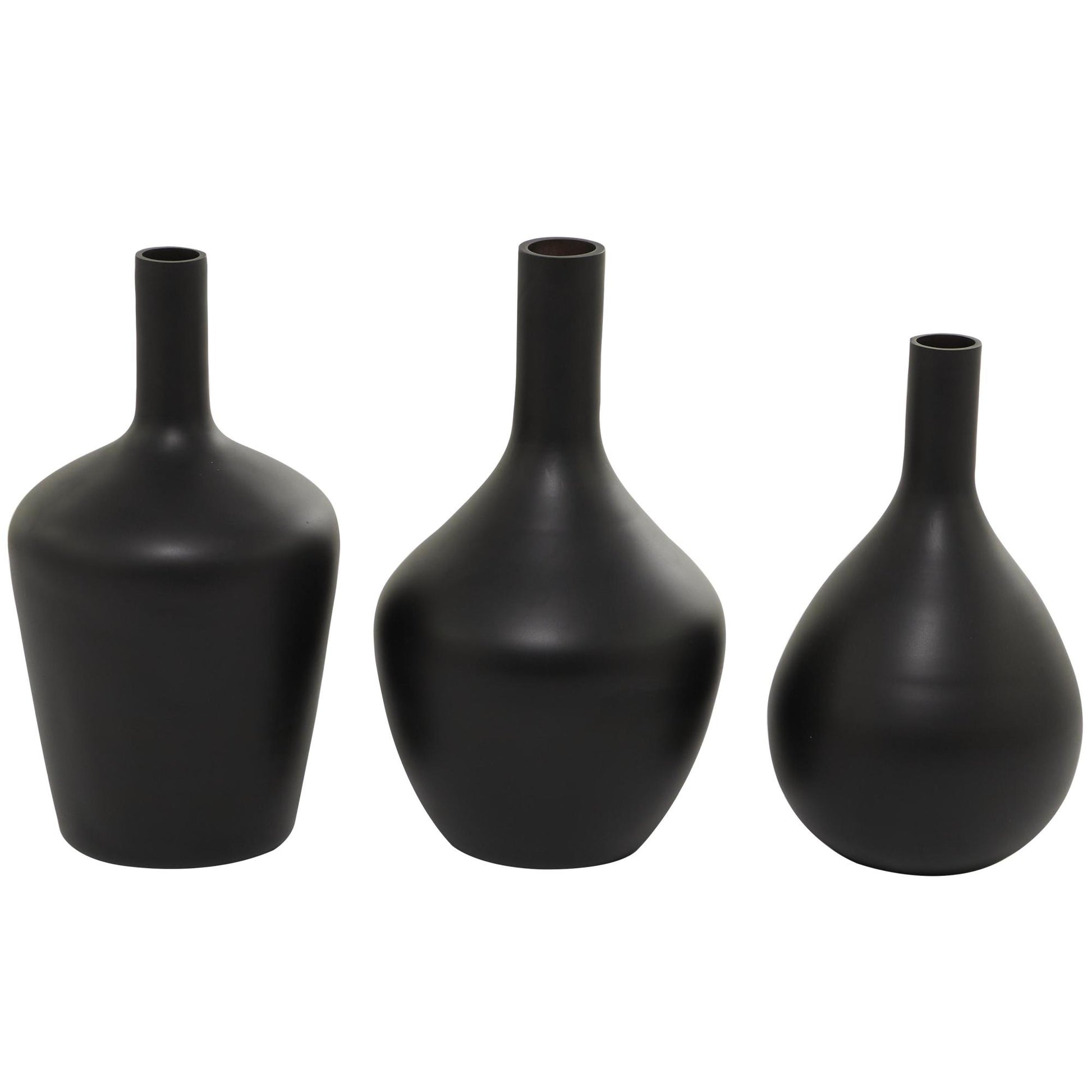 Set of 3 Glass Decorative Vase with Gold Rim