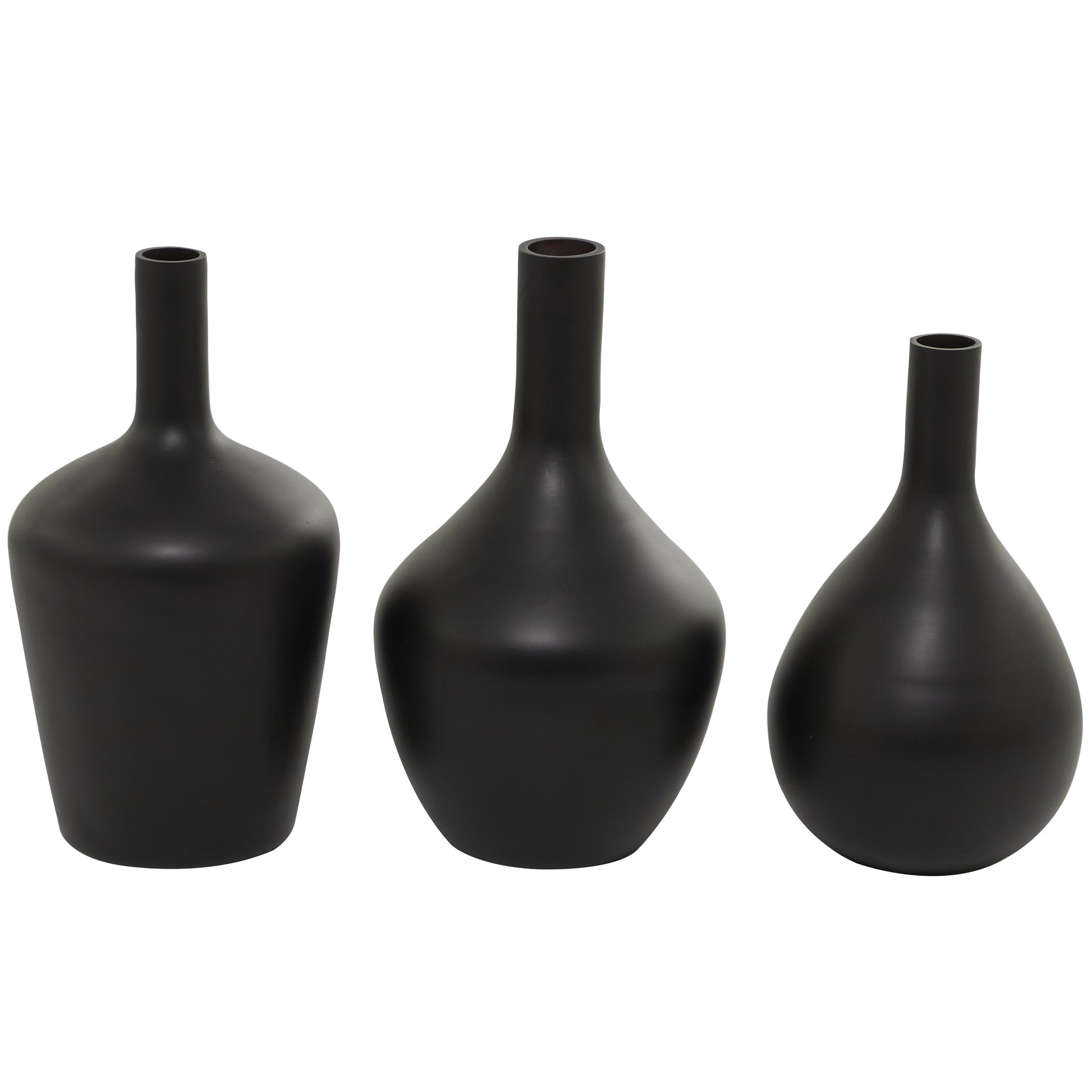 Set of 3 Glass Decorative Vase with Gold Rim