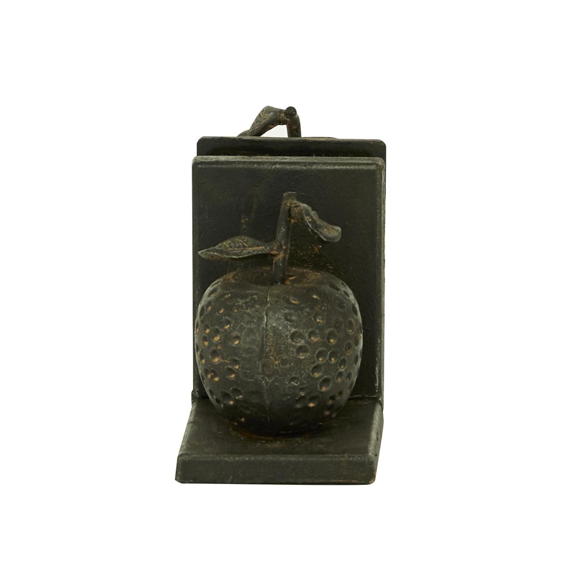 Set of 2 Fruit Gray Metal Apple and Pear Decorative Bookends