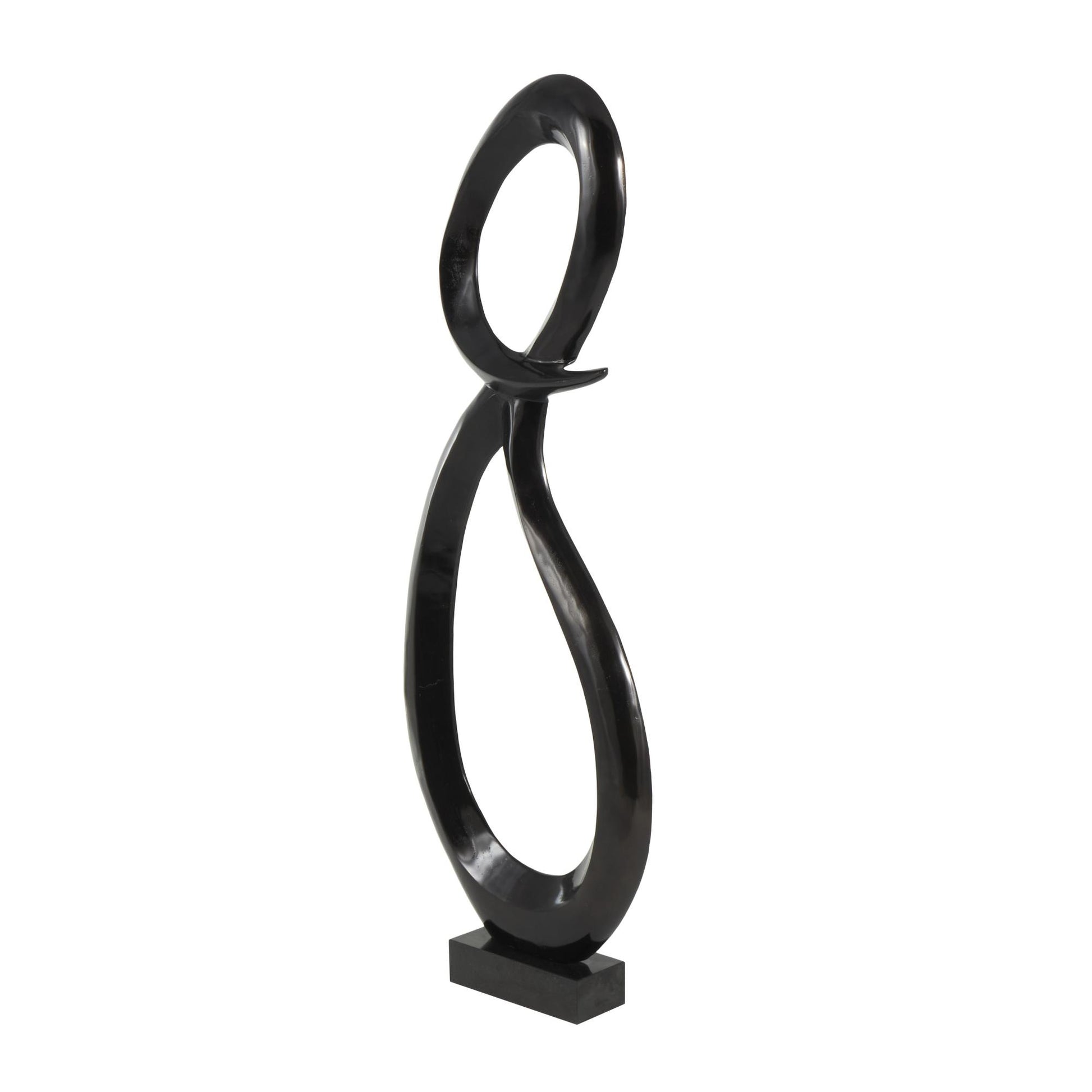 Abstract Aluminum Metal Tall Looped Floor Decorative Sculpture with Black Marble Base