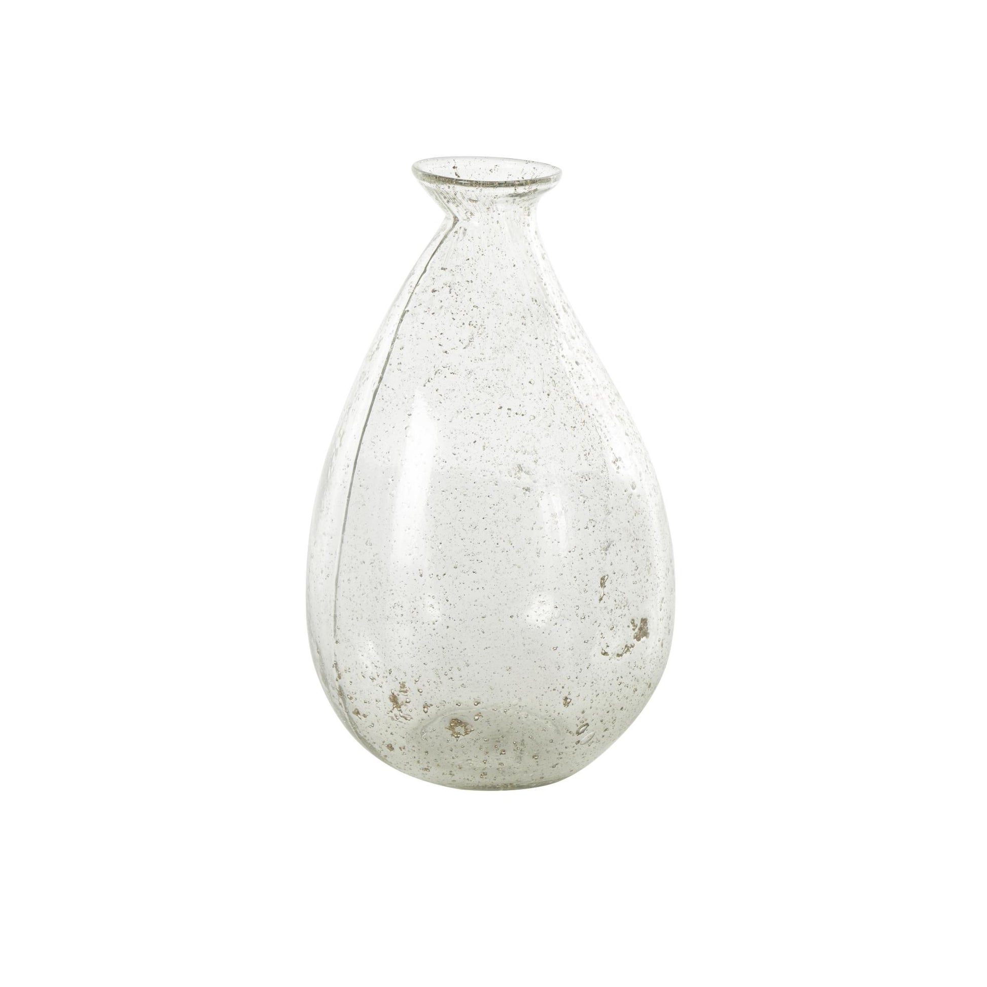 Clear Glass Speckled Decorative Vase with Brown Accents