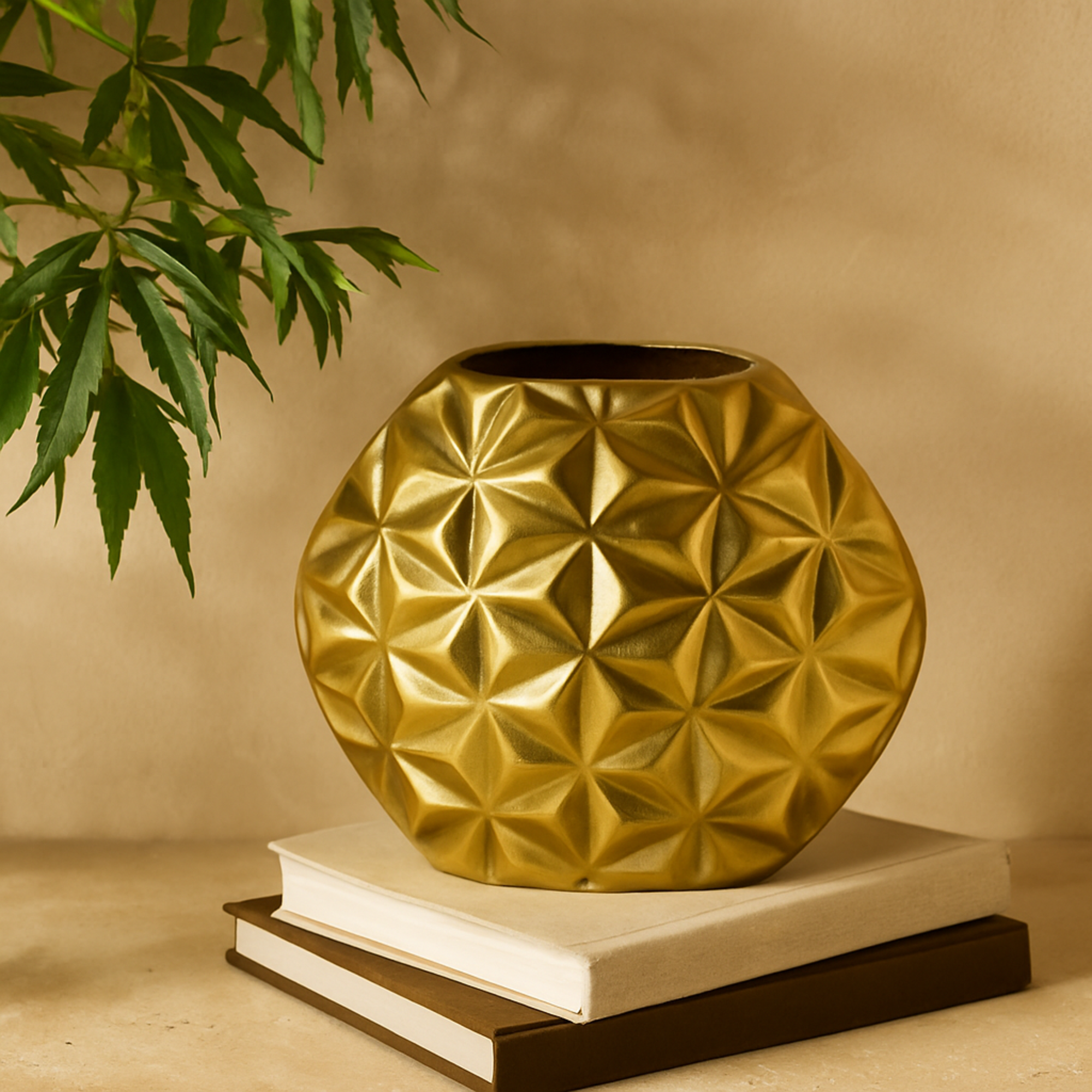 CosmoLiving by Cosmopolitan Geometric Aluminum Metal Faceted Decorative Vase