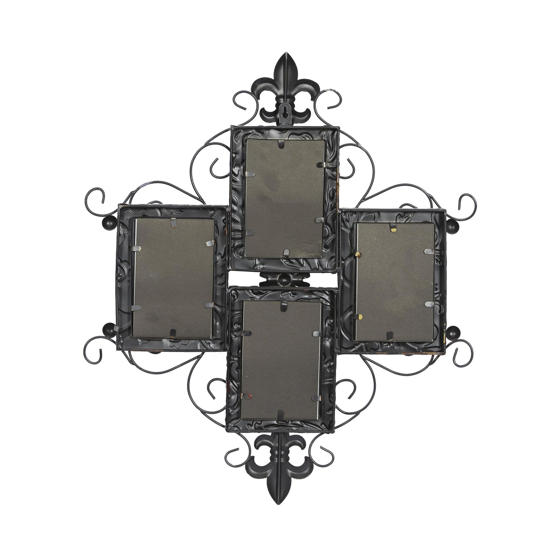 Scroll Multi Colored Metal 4 Slot Ornate Wall Photo Frame
