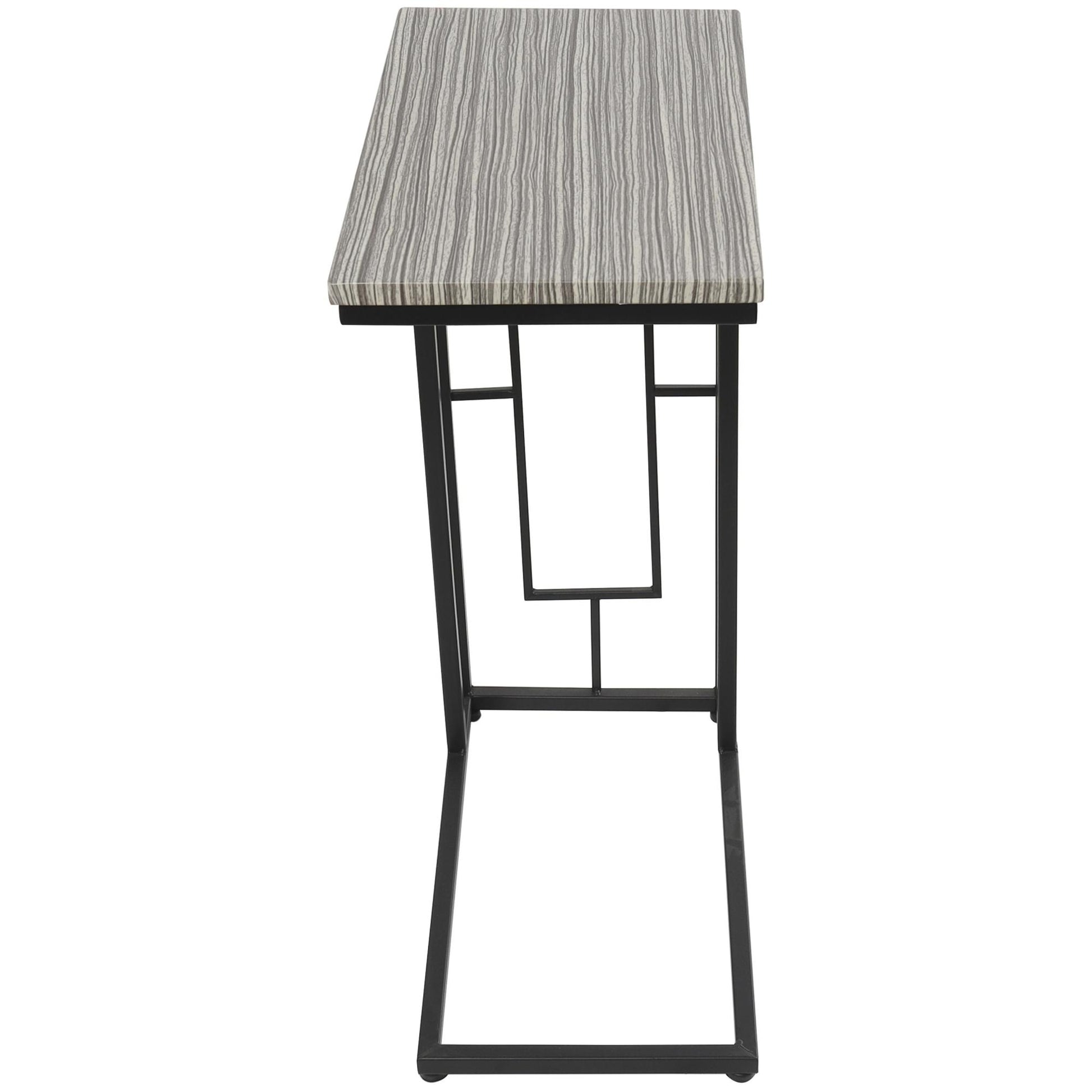 Metal C-Shaped Side End Accent Table with Black Metal Base