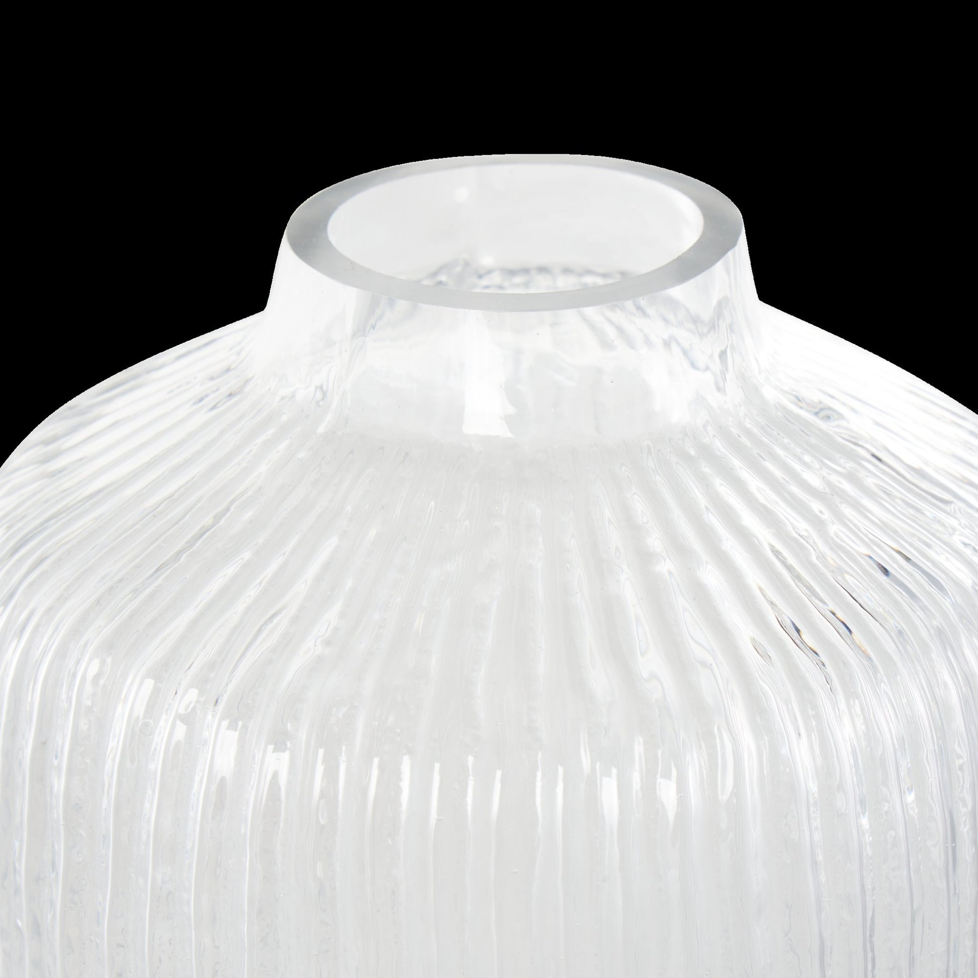 Clear Glass Ribbed Fluted Decorative Vase
