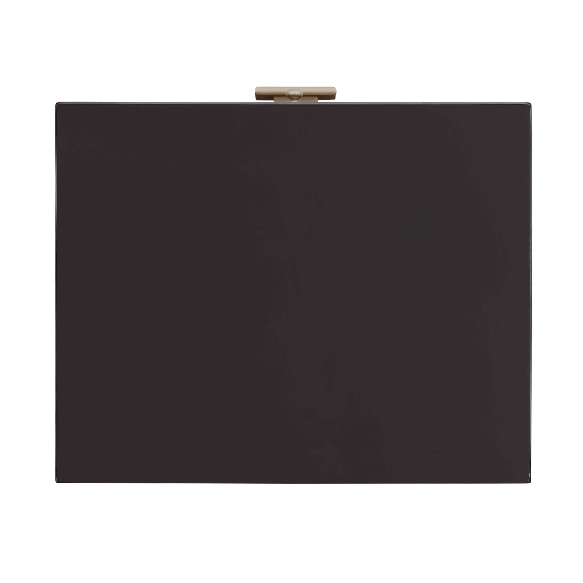 Geometric Black Wooden Ribbed Two-Toned Triangle Cut 2 Drawer Room Dresser with Gold Square Block Handles and Hidden Pullout Shelf