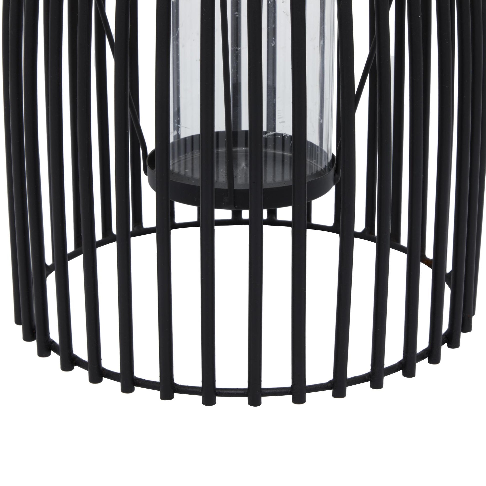 Black Metal Decorative Indoor Outdoor Candle Lantern with Handle
