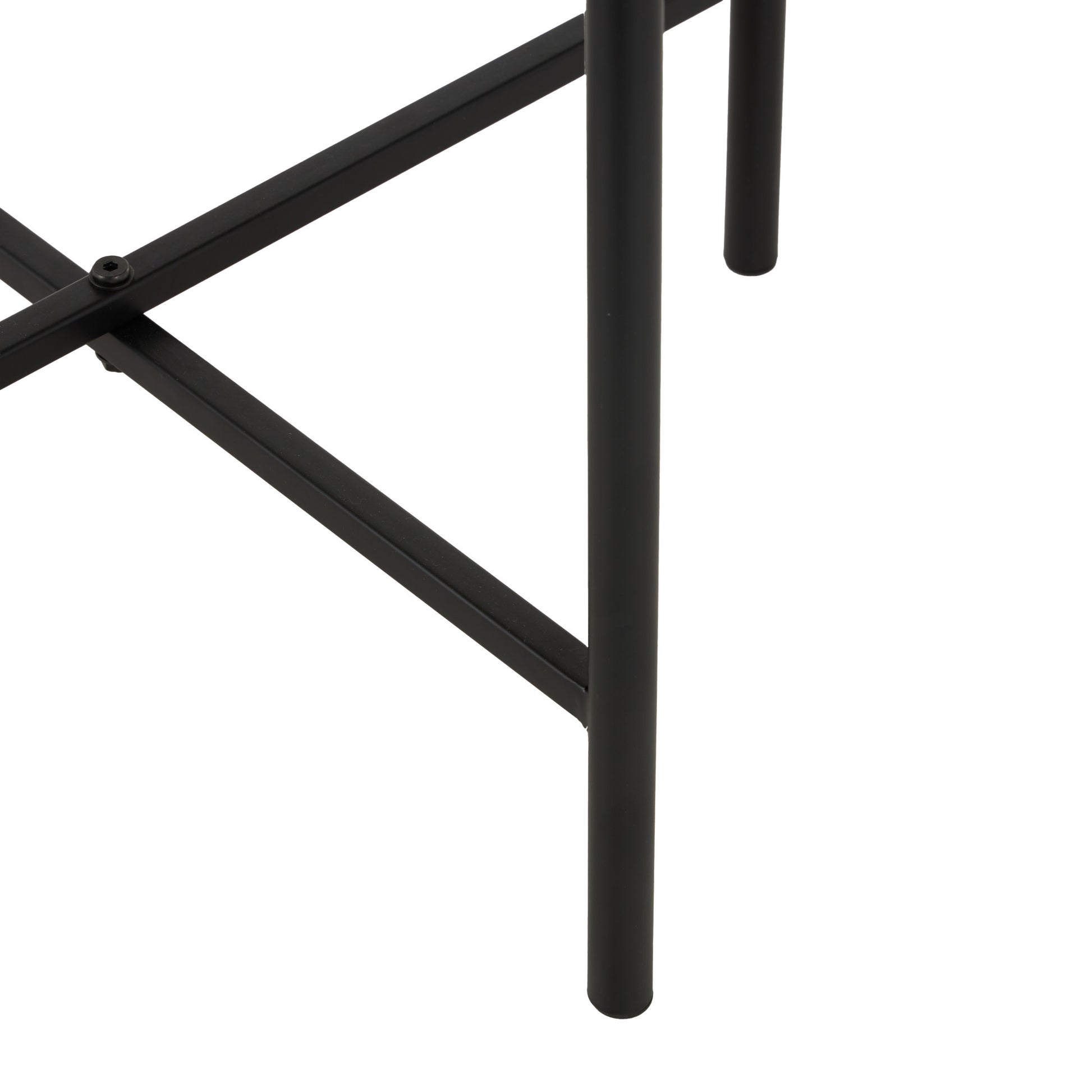 Beige Marble Round Side End Accent Table with Black Metal Support