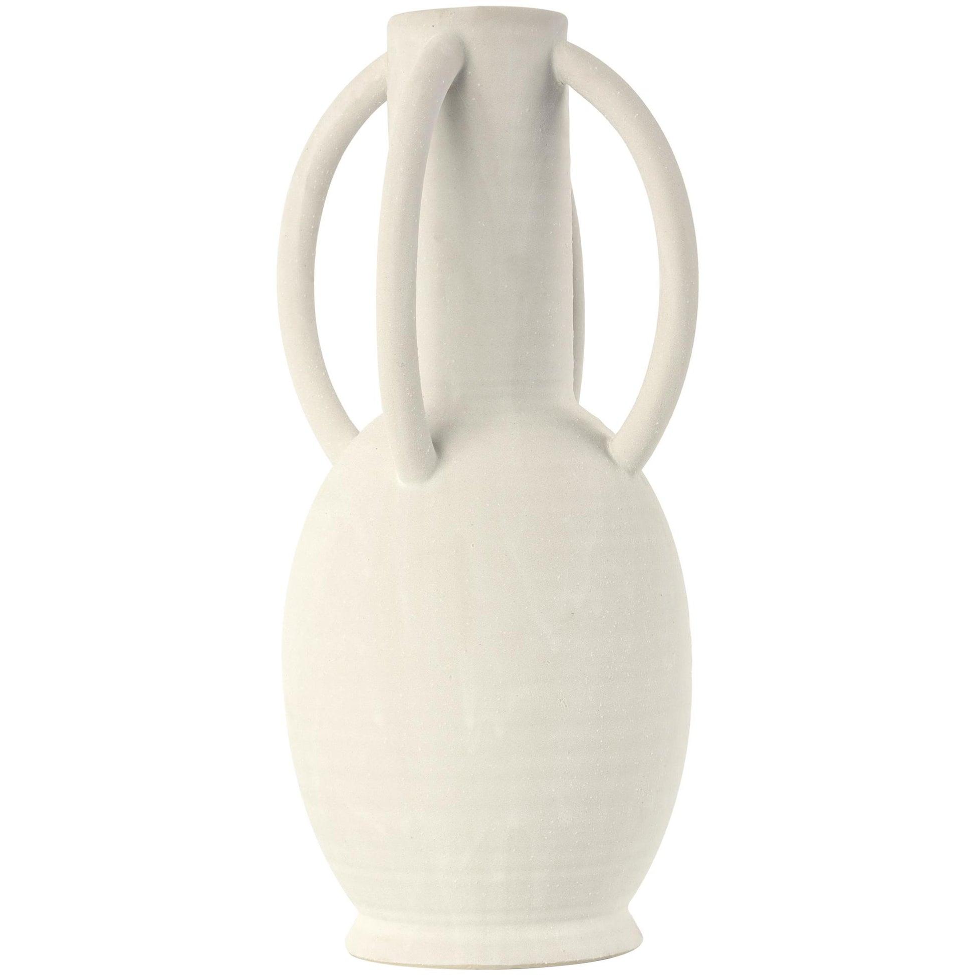 Ceramic Textured Decorative Vase with 4 Handles