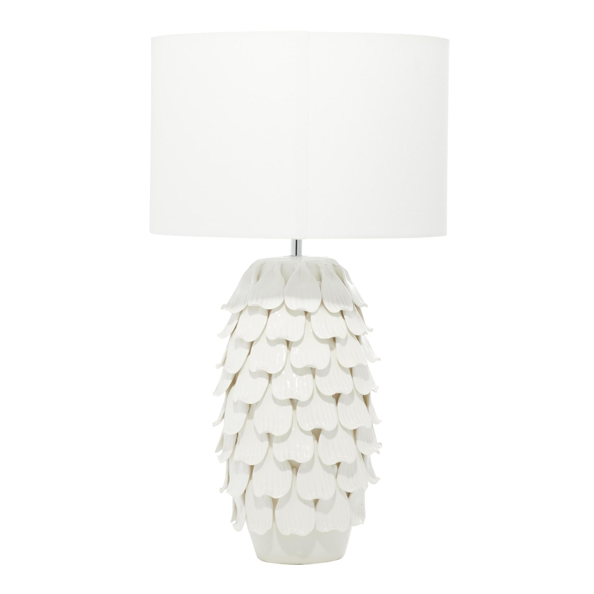 Floral White Ceramic Layered Petal Room Table Lamp