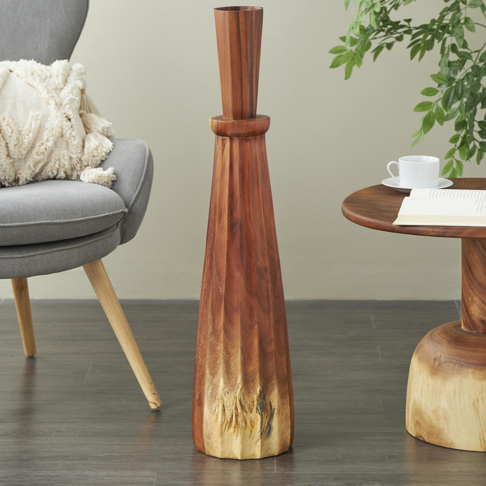 Brown Wood Handmade Hand Turned Decorative Vase