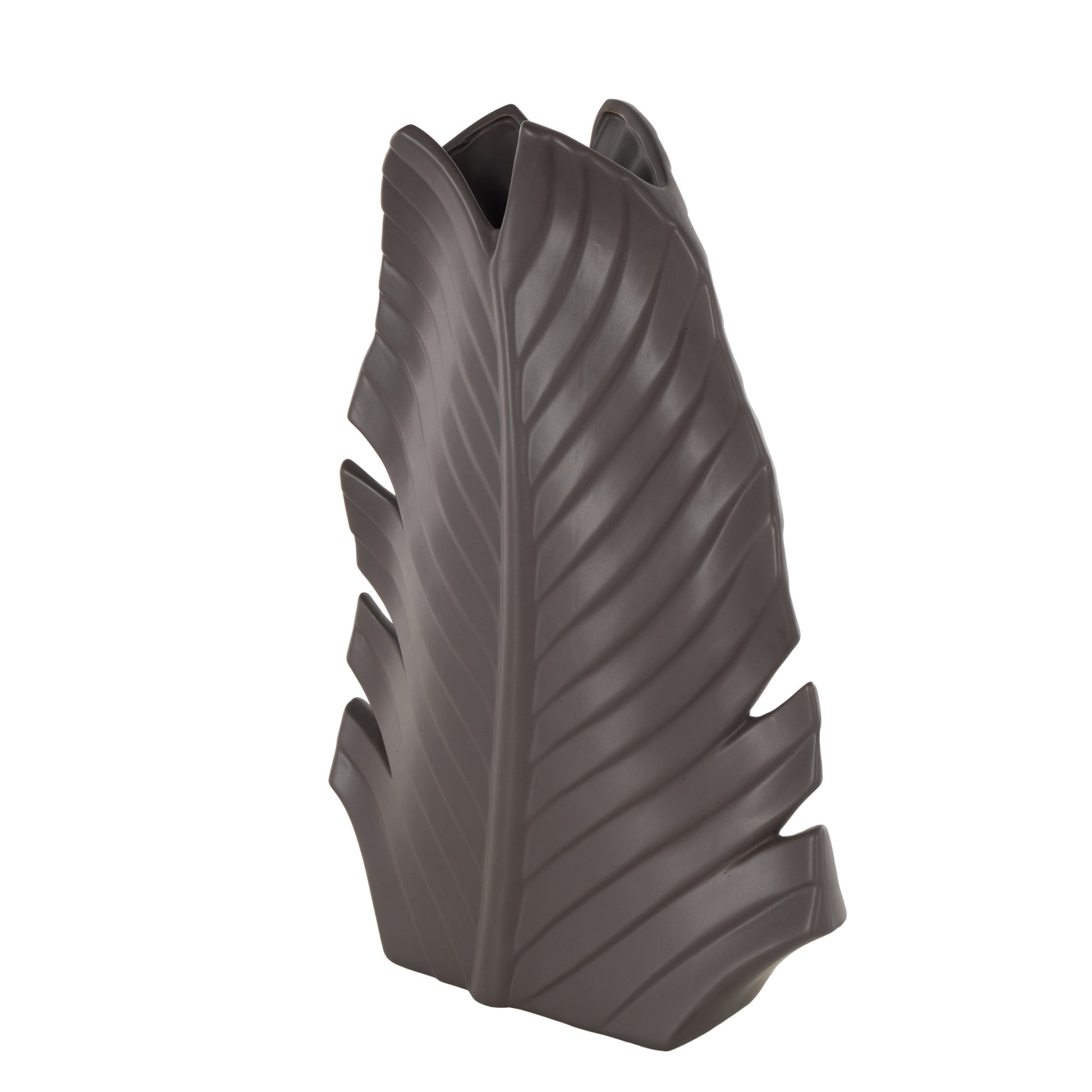 Leaf Ceramic Palm Decorative Vase 10" x 4" x 15"