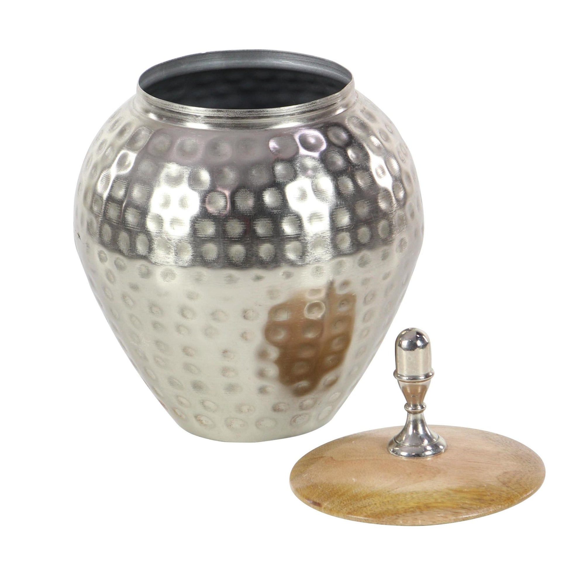Silver Metal Hammered Living Room Decorative Jars