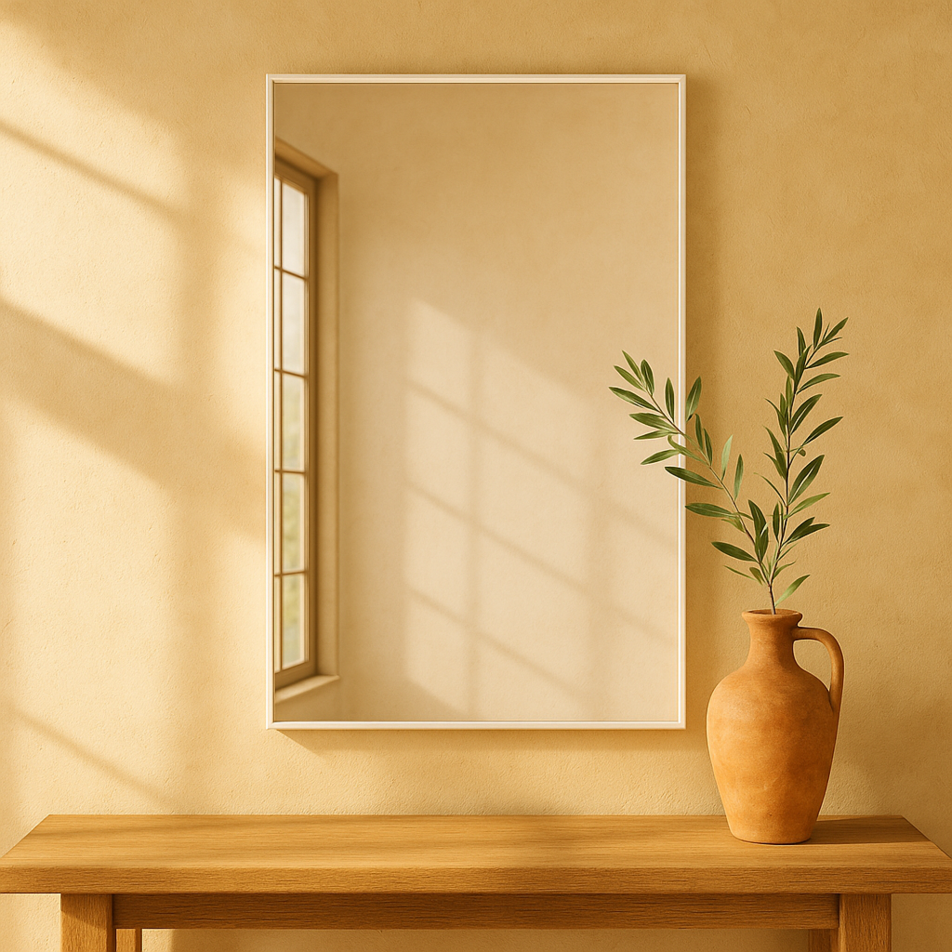 Wooden Room Wall Mirror with Thin Frame