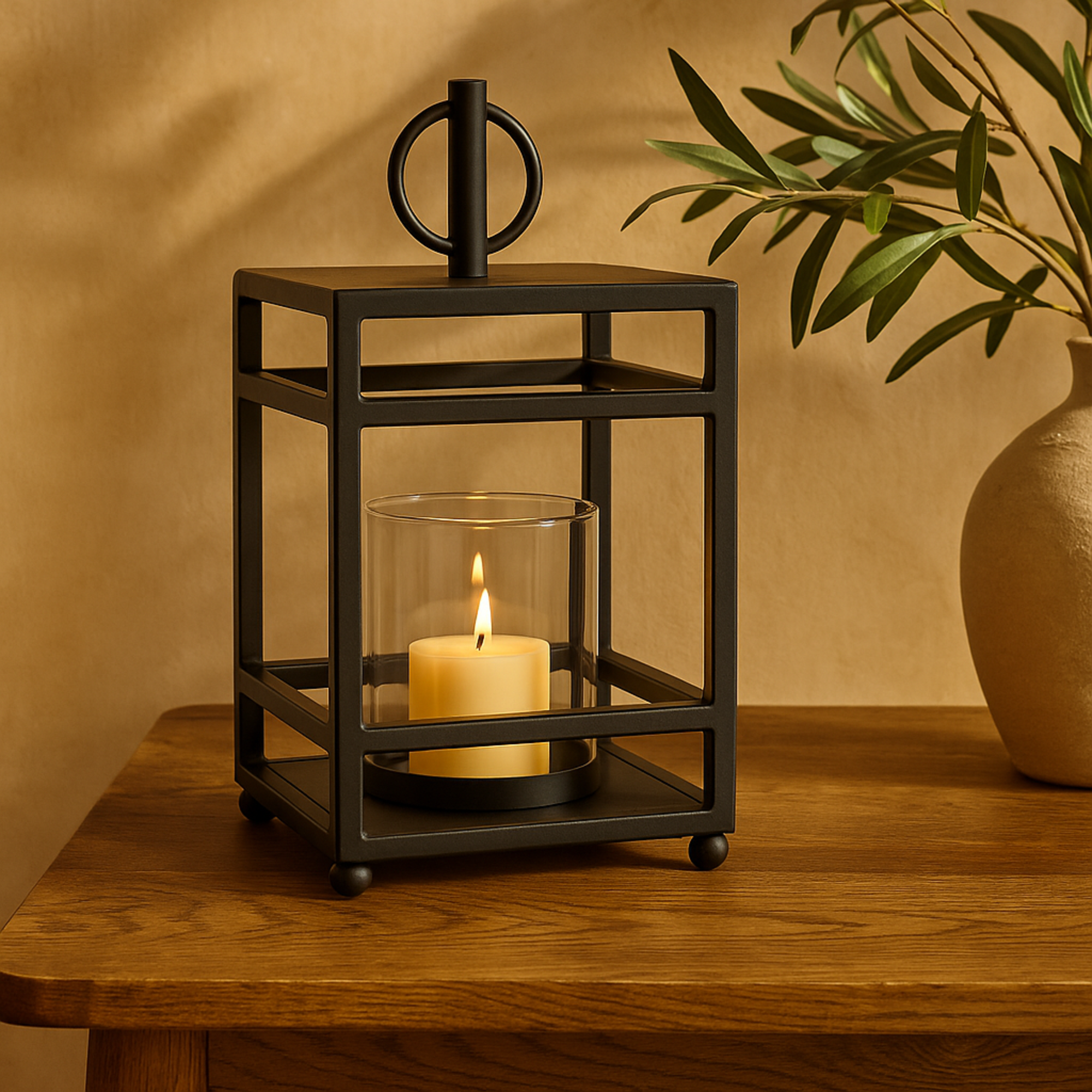 Black Metal Decorative Indoor Outdoor Candle Lantern