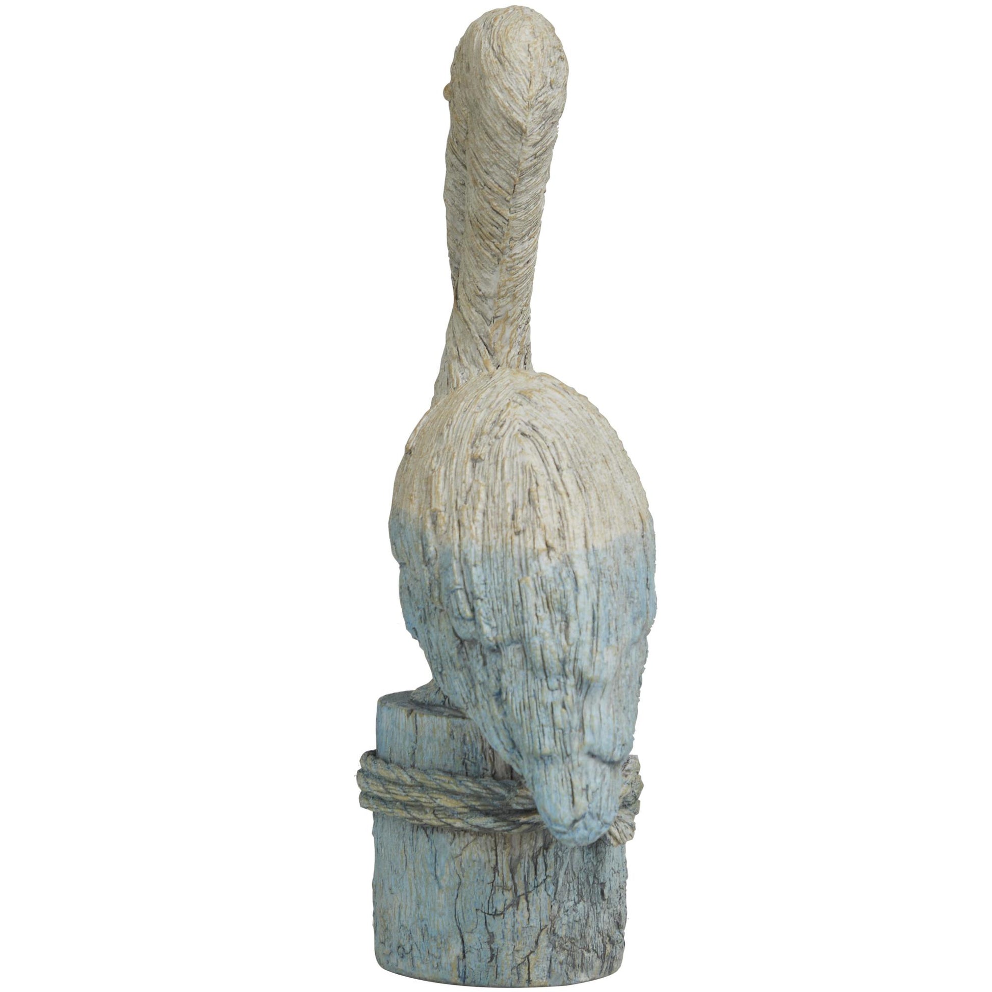 Bird Blue Polystone Textured Ombre Decorative Sculpture with Rope Details