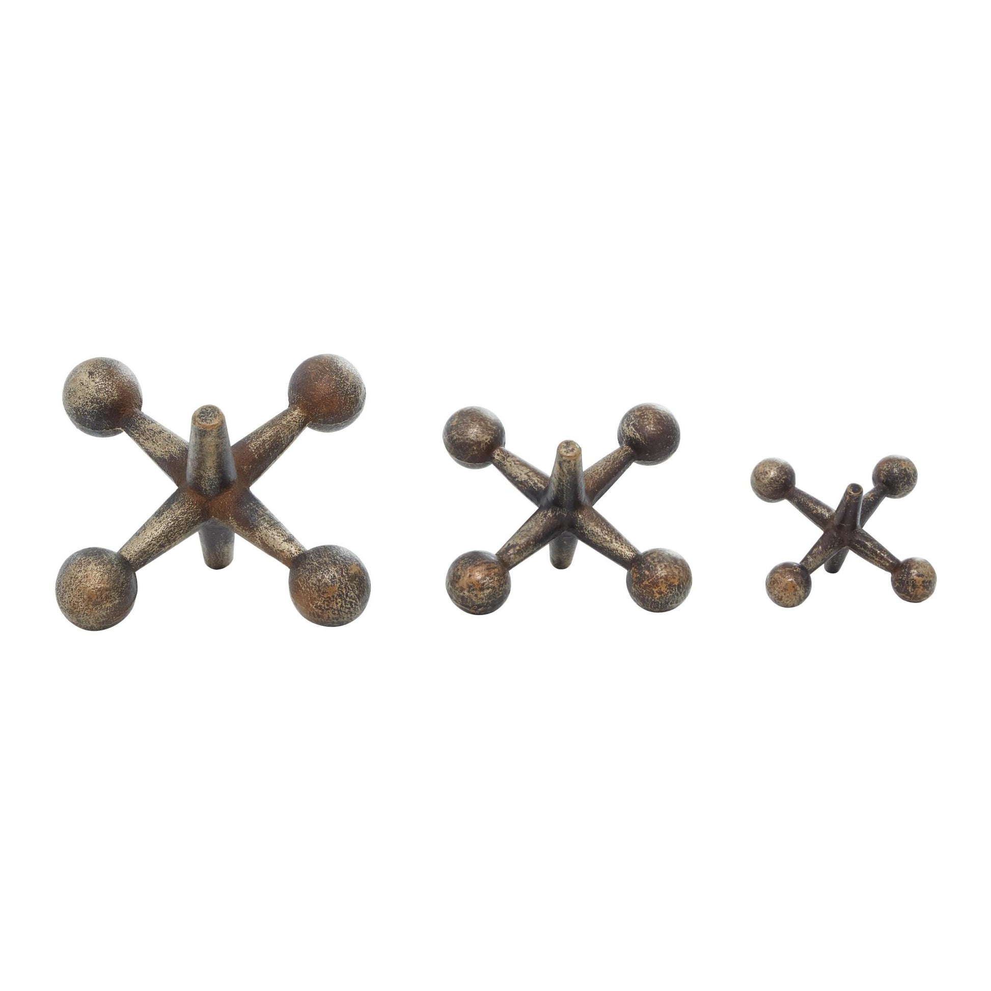 Set of 3 Jack Metal Decorative Sculpture Set of 3 5", 7", 9"W