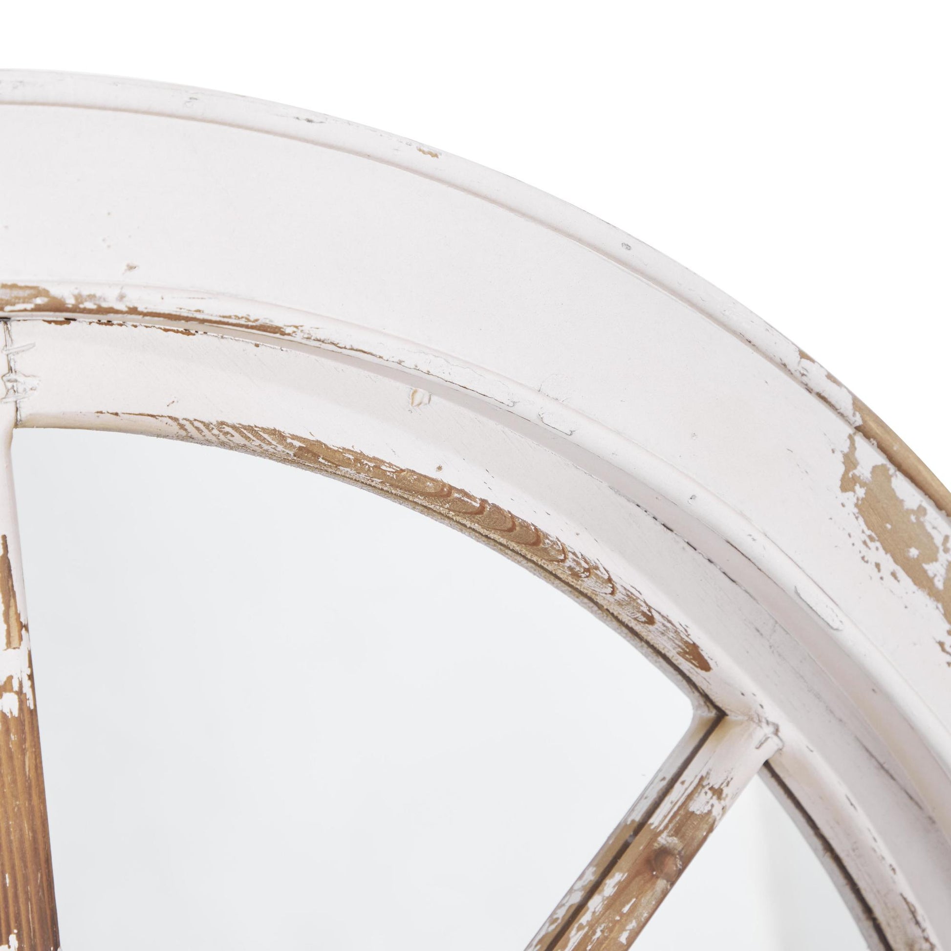 Wood Window Pane Inspired Room Wall Mirror with Arched Top and Distressing