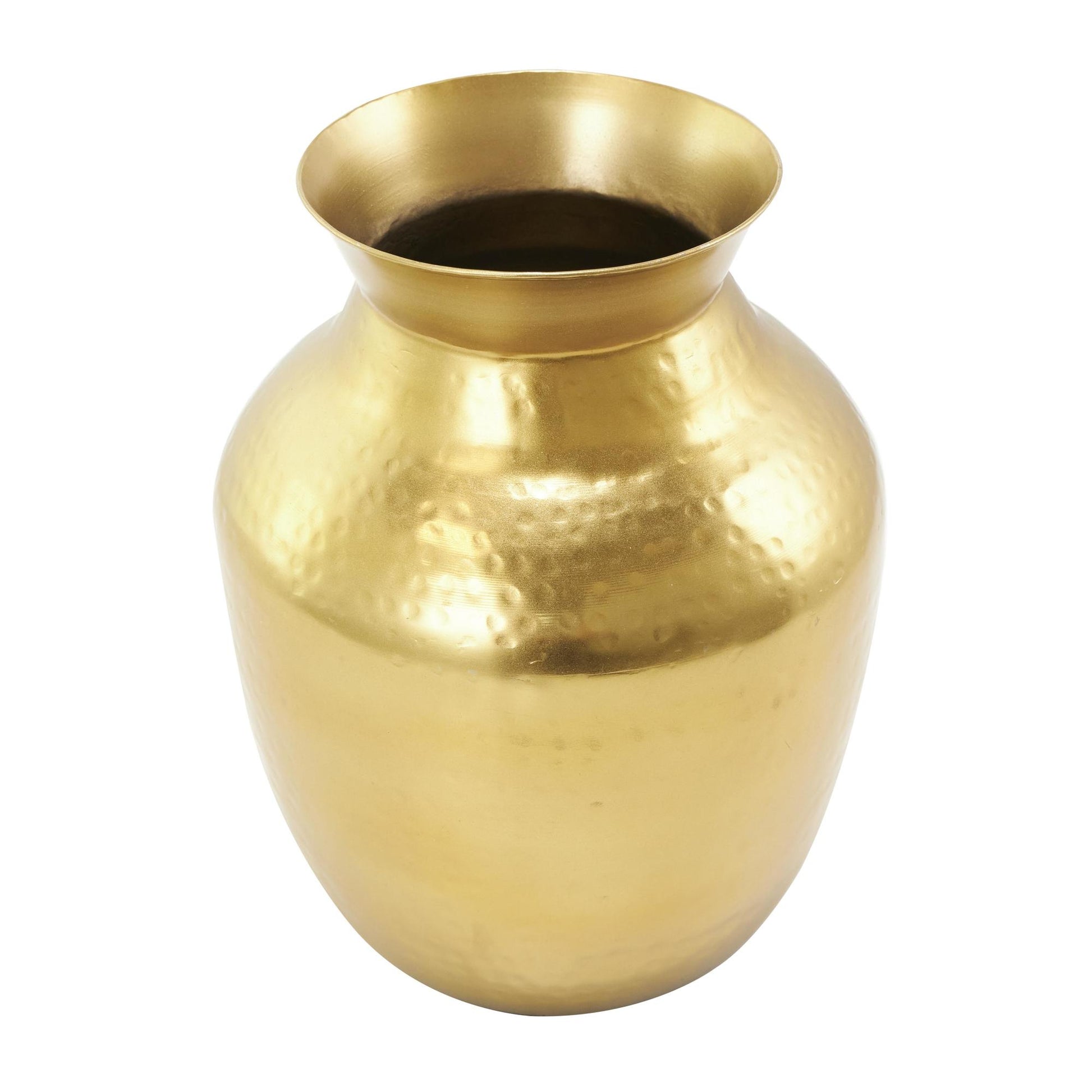 Gold Metal Hammered Spotted Decorative Vase