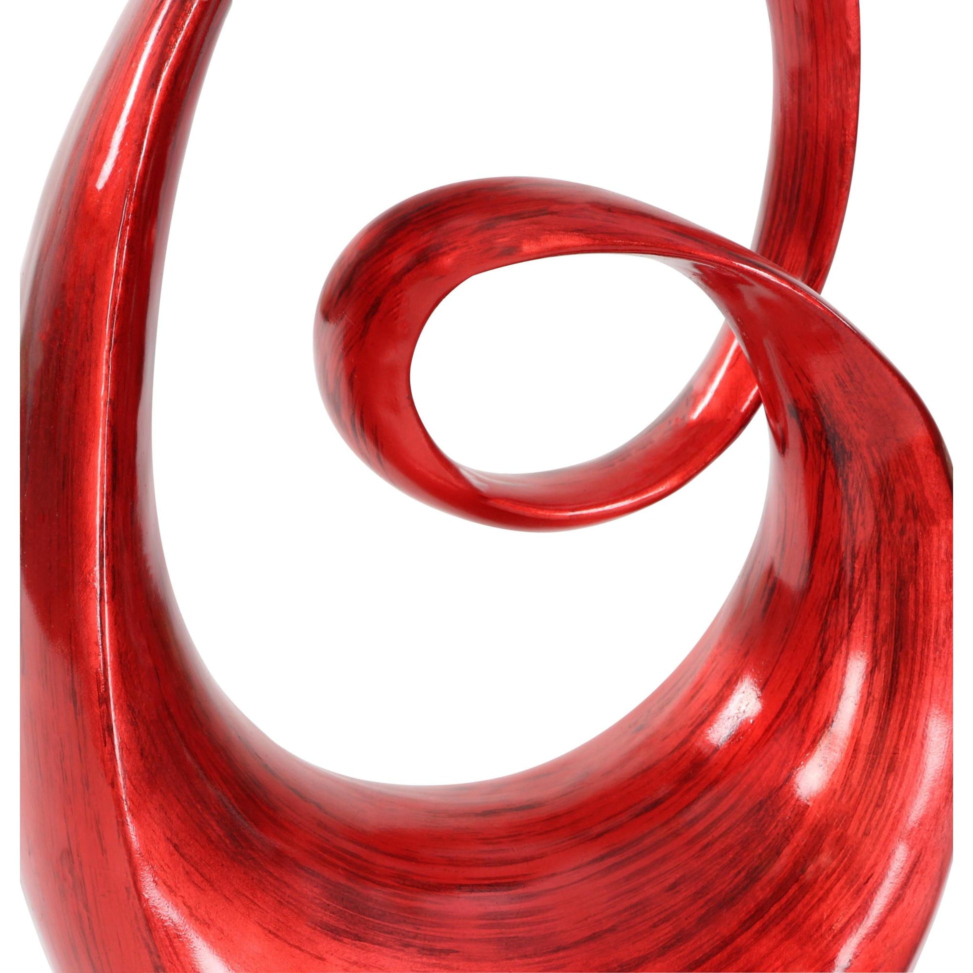 Abstract Red Polystone Swirl Decorative Sculpture