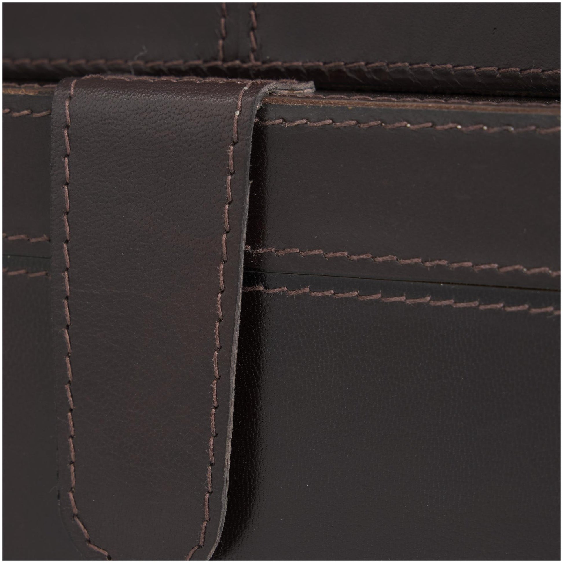 Set of 2 Leather Handmade Cowhide Storage Decorative Box with Stitching Detail