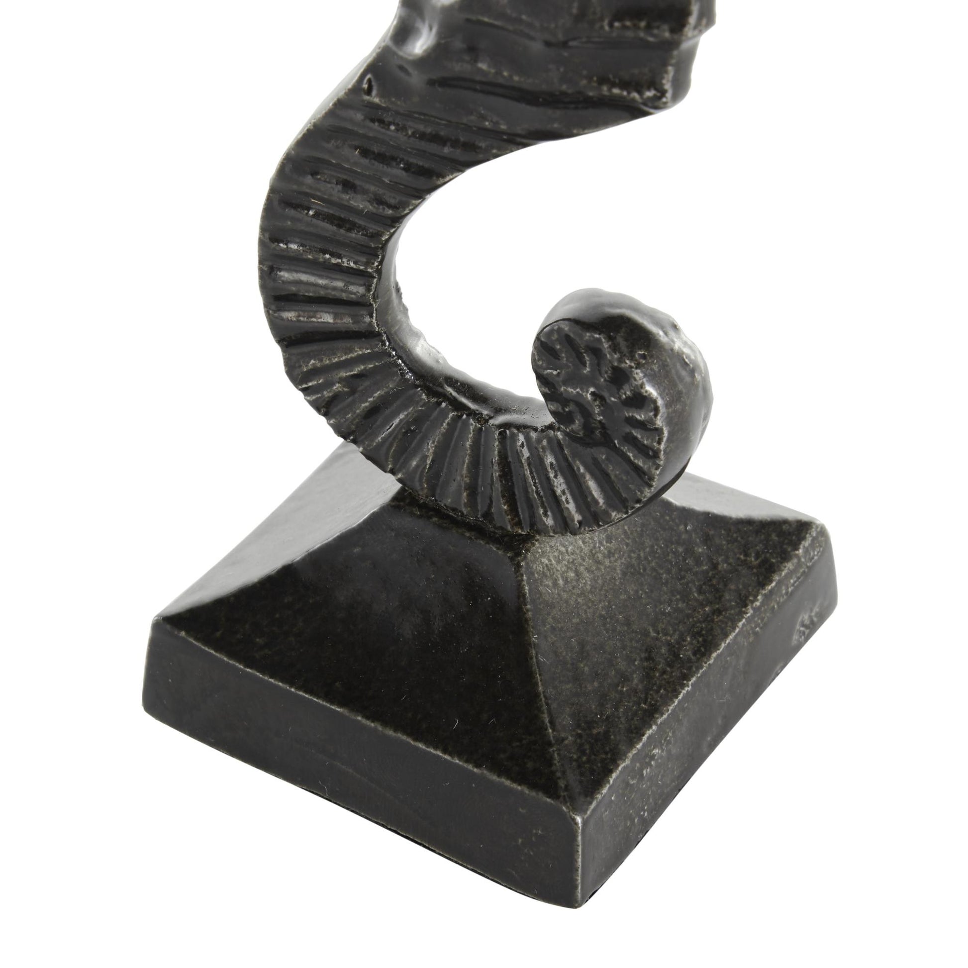 Set of 2 Sea Horse Black Aluminum Metal Decorative Sculpture with Square Bases