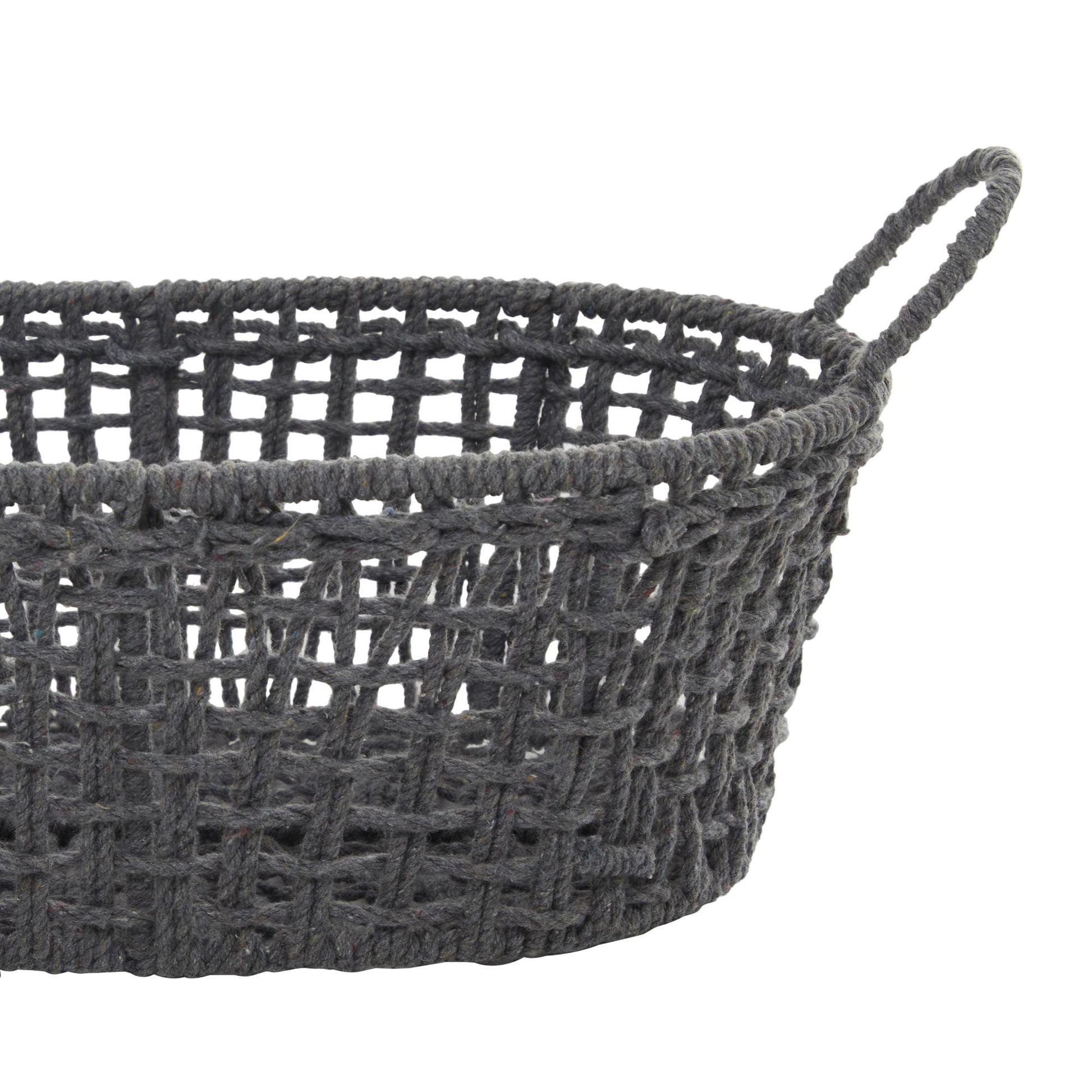 Set of 3 Cotton Fabric Handmade Decorative and Functional Storage Basket with Handles